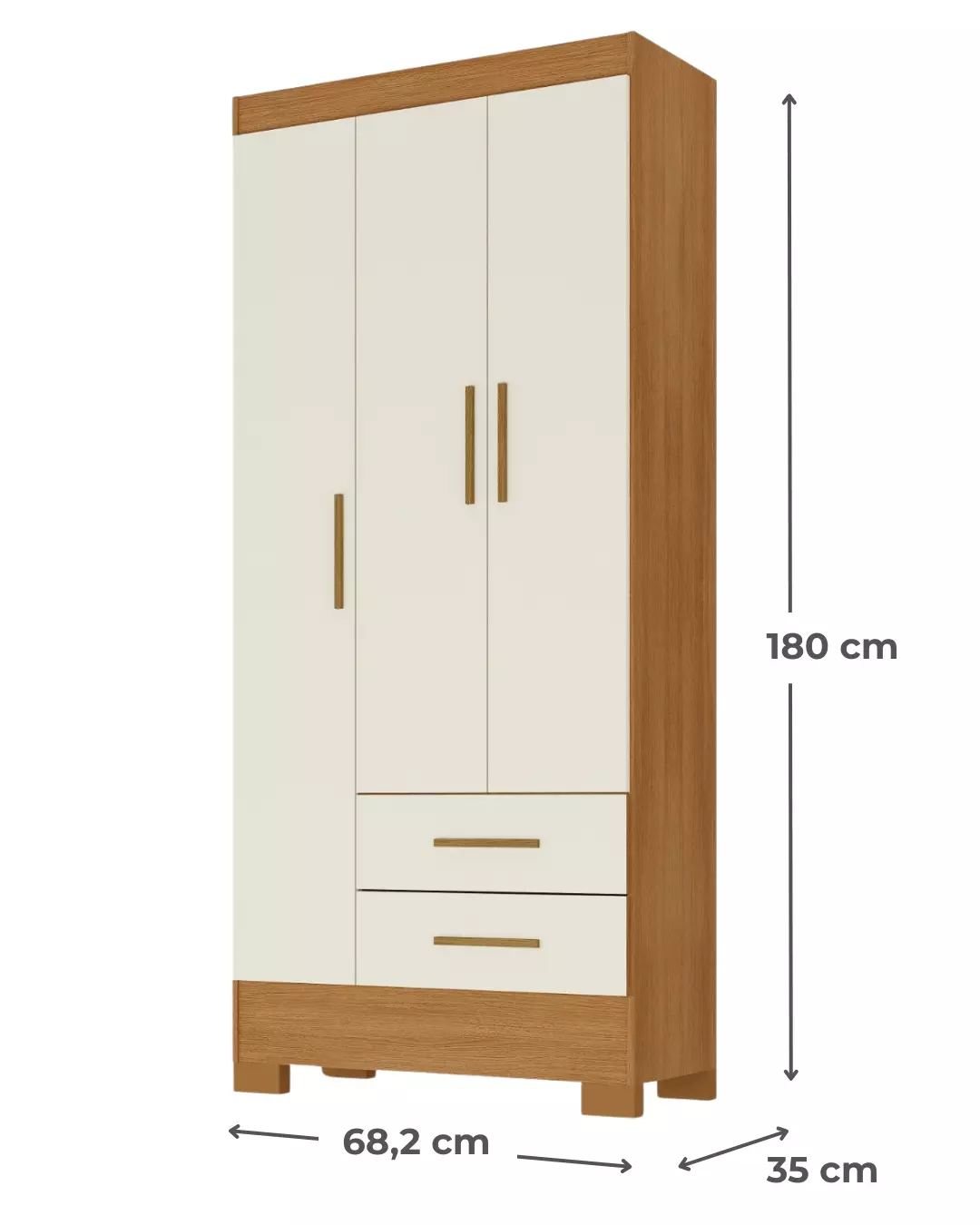 Combo Closet 3 puertas 2 cajones y Comoda 5 cajones Cafe Canela y BlancoOffwhite-4