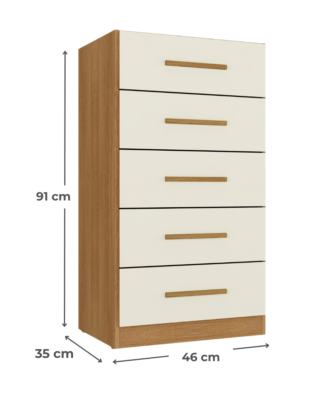 Combo Closet 3 puertas 2 cajones y Comoda 5 cajones Cafe Canela y BlancoOffwhite-5