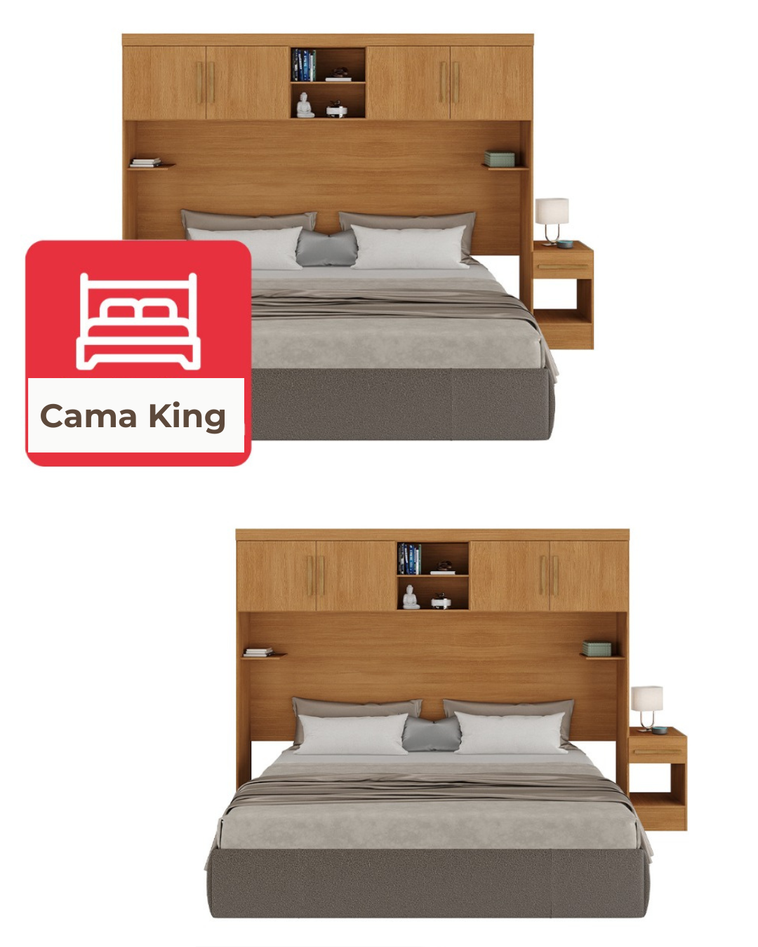Set Muebles Dormitorio trasera 4puertas 2nichos 2veladores Caf Para todo tamao de camas-5