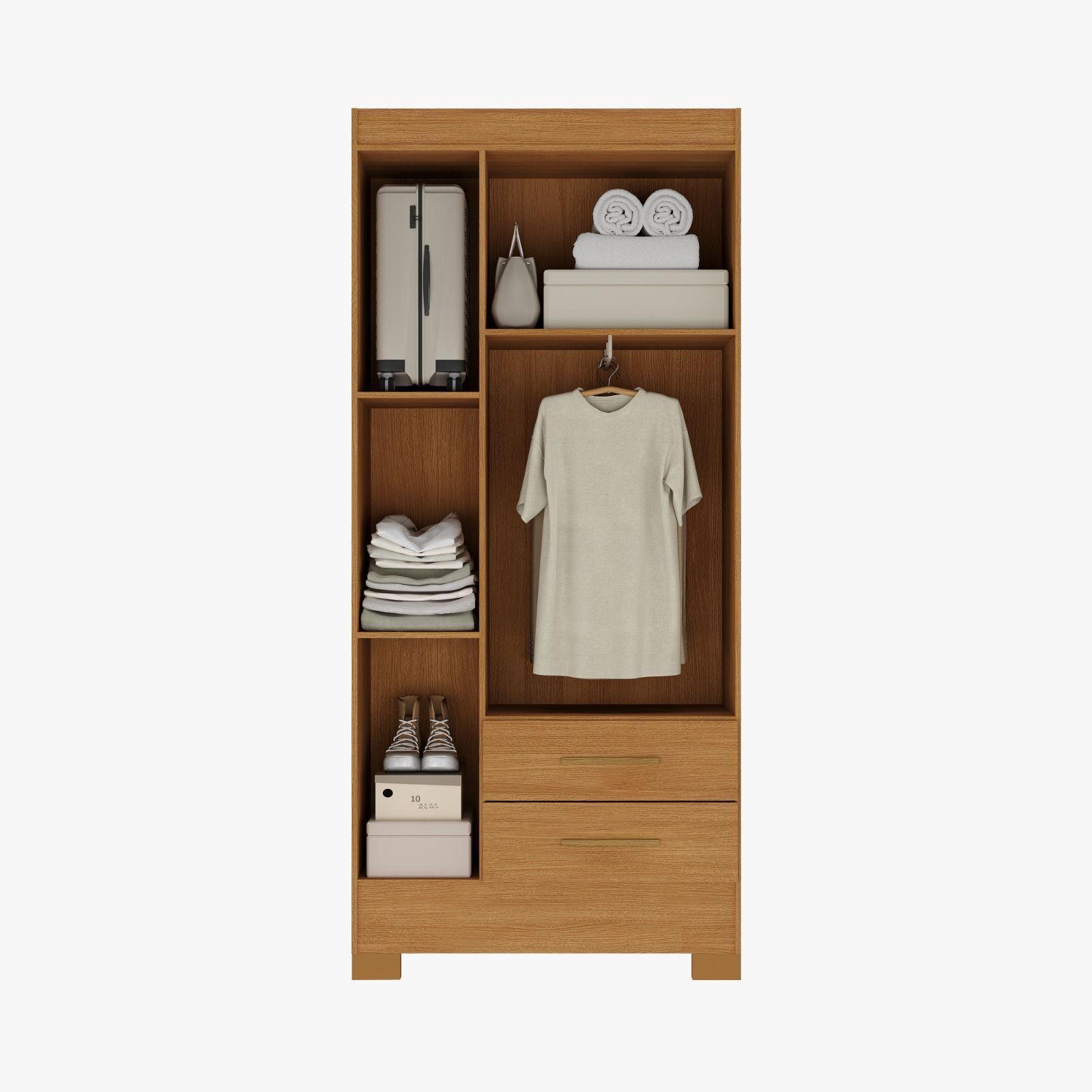 Combo Closet 3 puertas 2 cajones y Comoda 5 cajones color Cafe Canela-3
