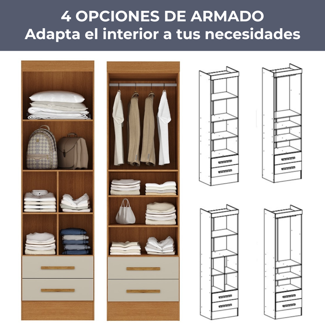 Combo 2 Closet 2puertas 2cajones Caf Blanco Offwhite con posibilidad de uni n y 4opciones de armado-2