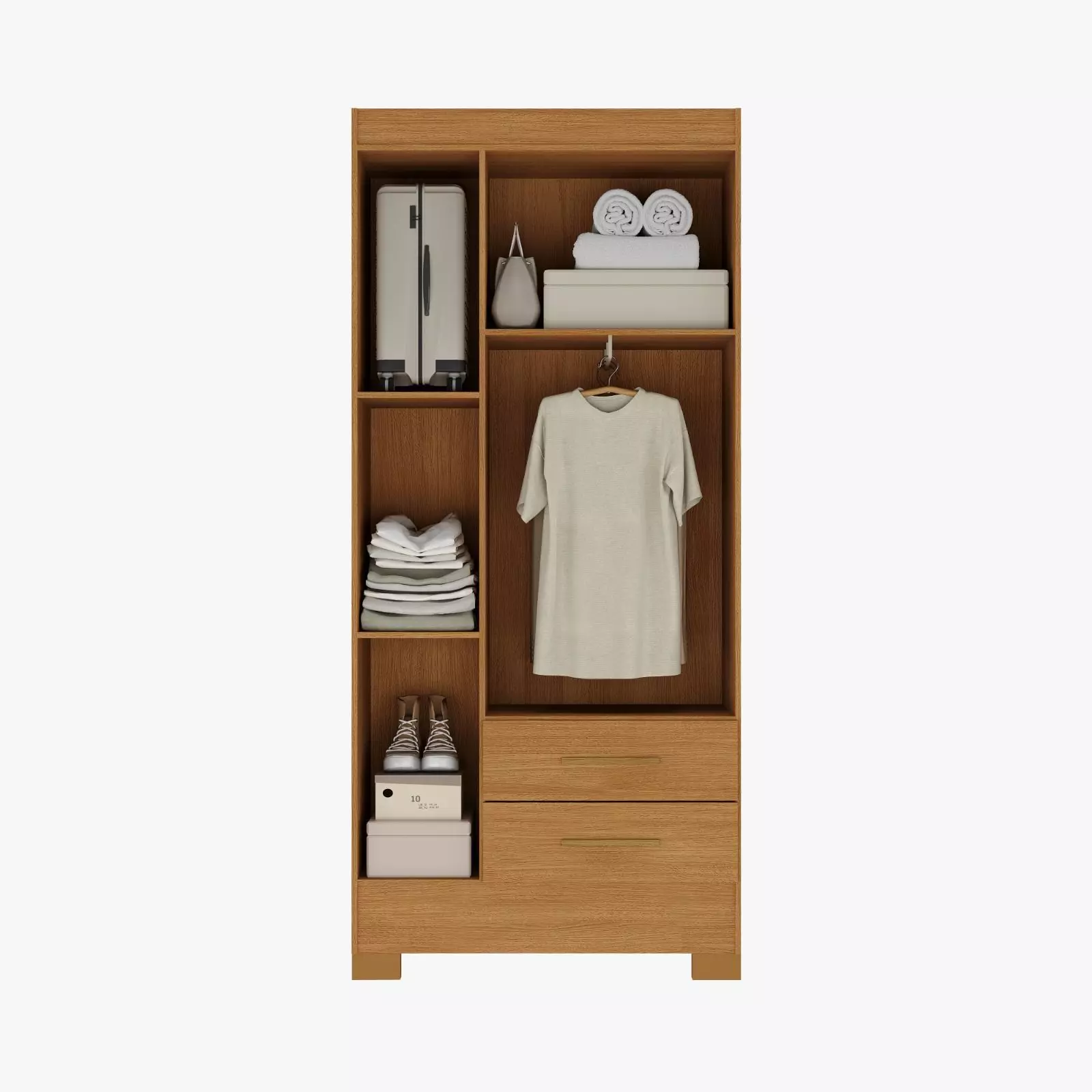 Combo Closet 3 puertas 2 cajones Comoda 5 cajones Velador 1 cajon Cafe Canela-2