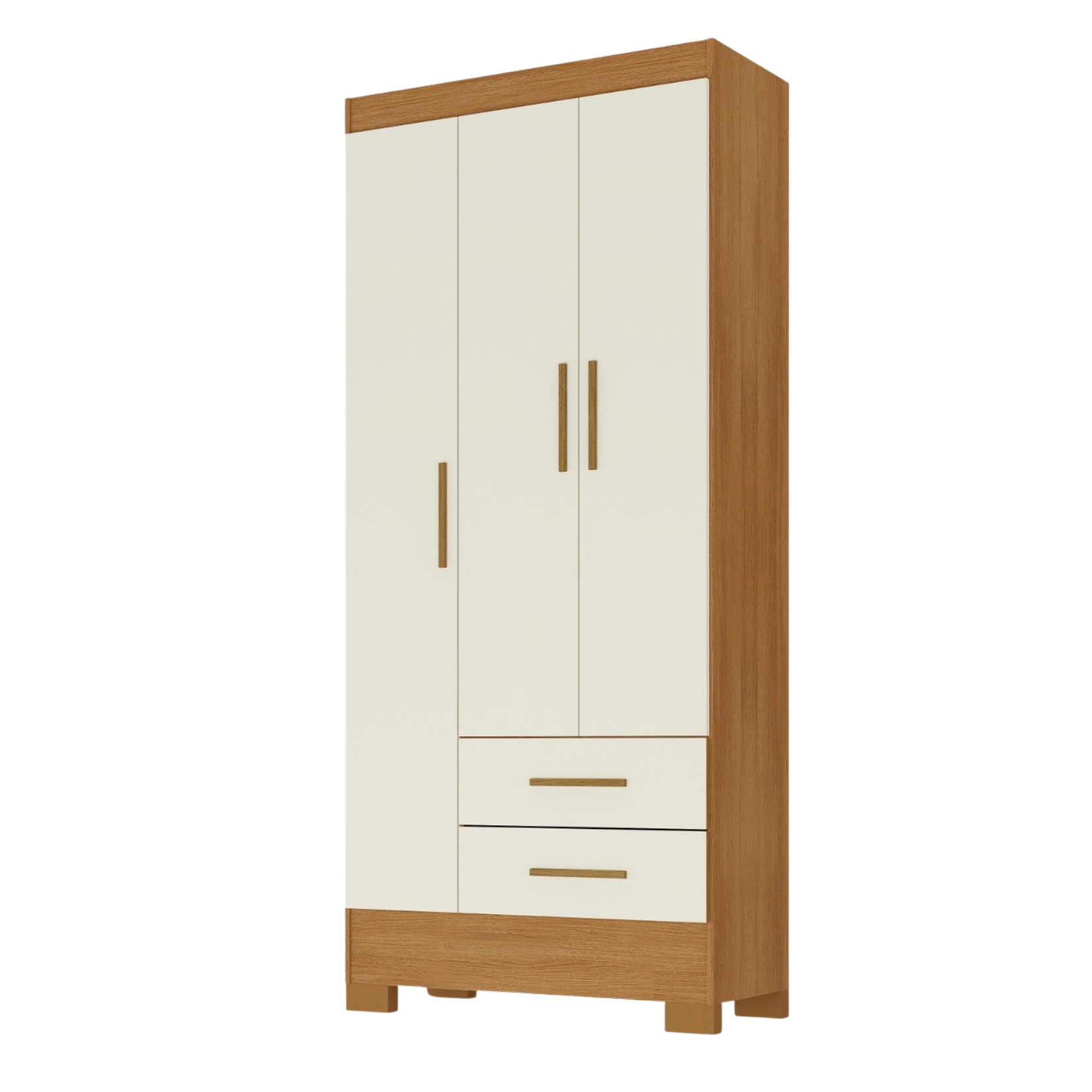 Closet Cafe Canela Blanco Off White 3 puertas 2 cajones-0