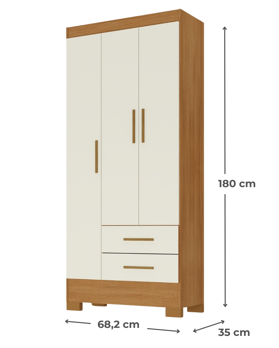 Closet Cafe Canela Blanco Off White 3 puertas 2 cajones-3
