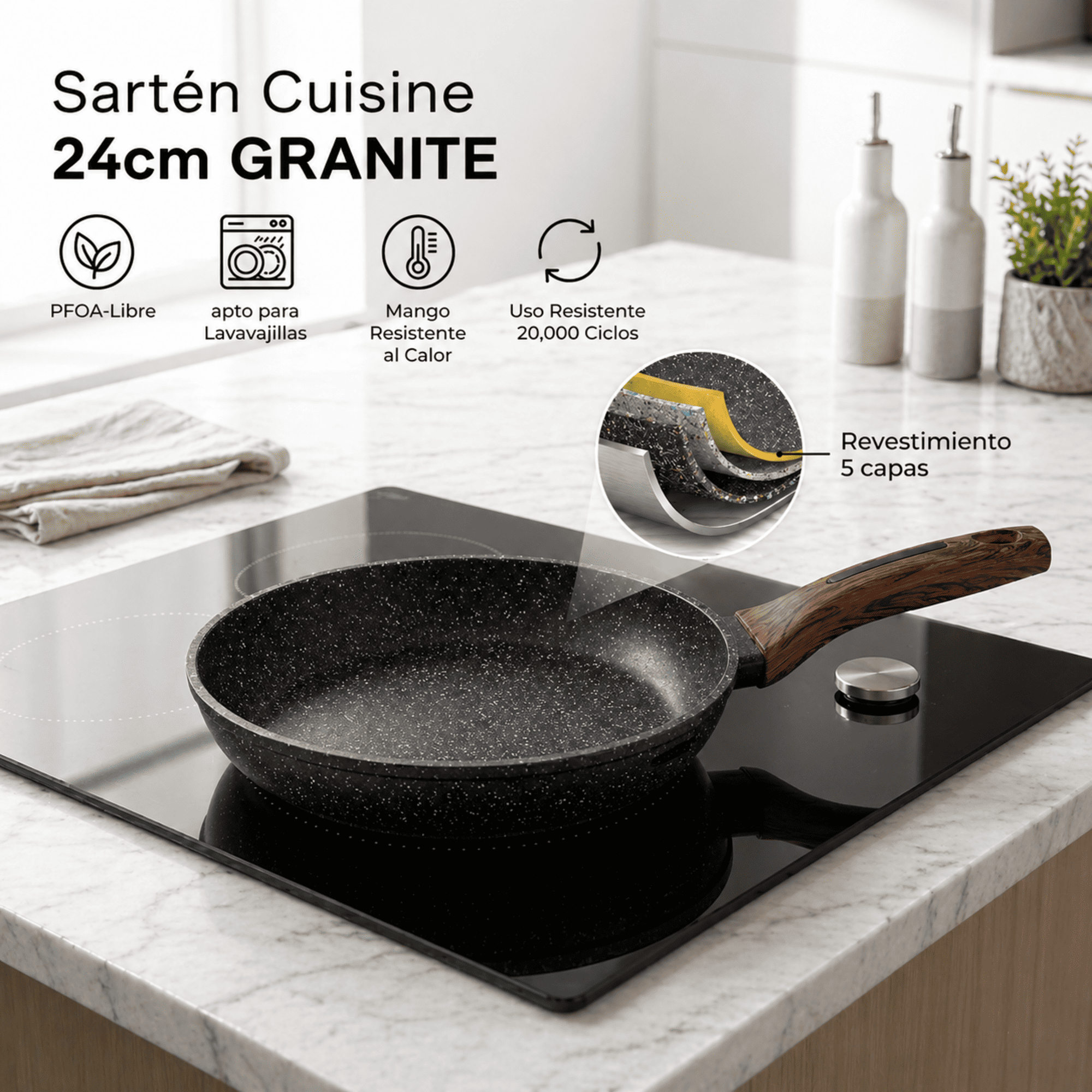 Sartén Antiadherente 24cm Cuisine con Fondo de Inducción Fissman-1