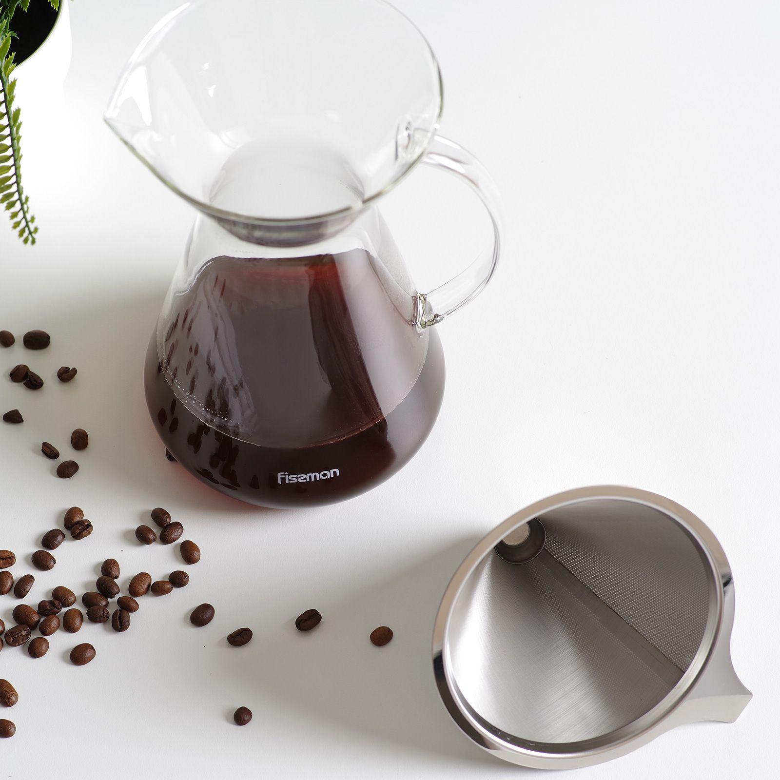 Cafetera Manual Pour Over 900ml Filtro De Acero Fissman-4