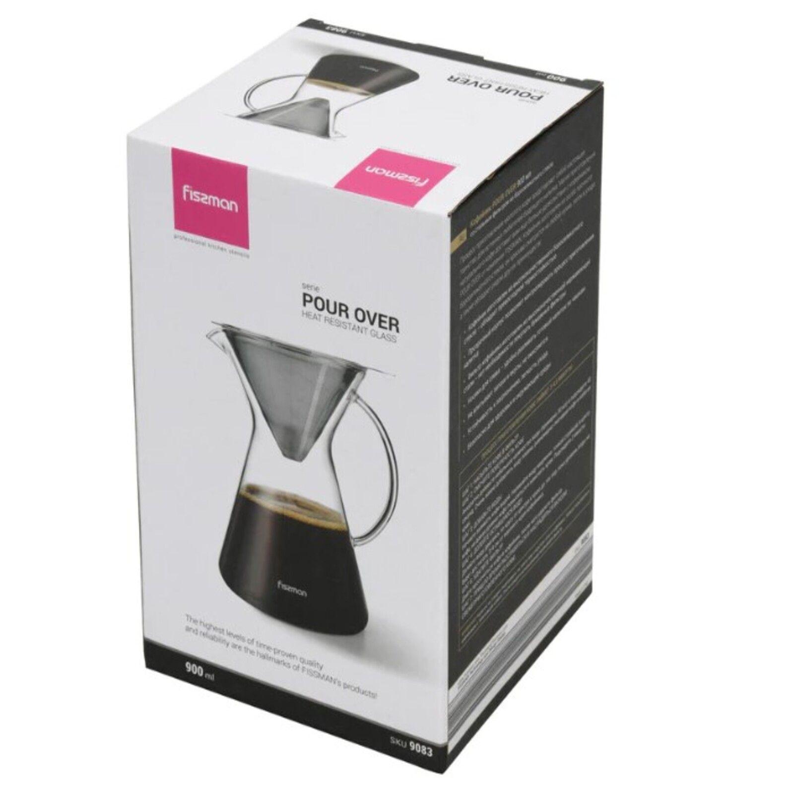 Cafetera Manual Pour Over 900ml Filtro De Acero Fissman-7
