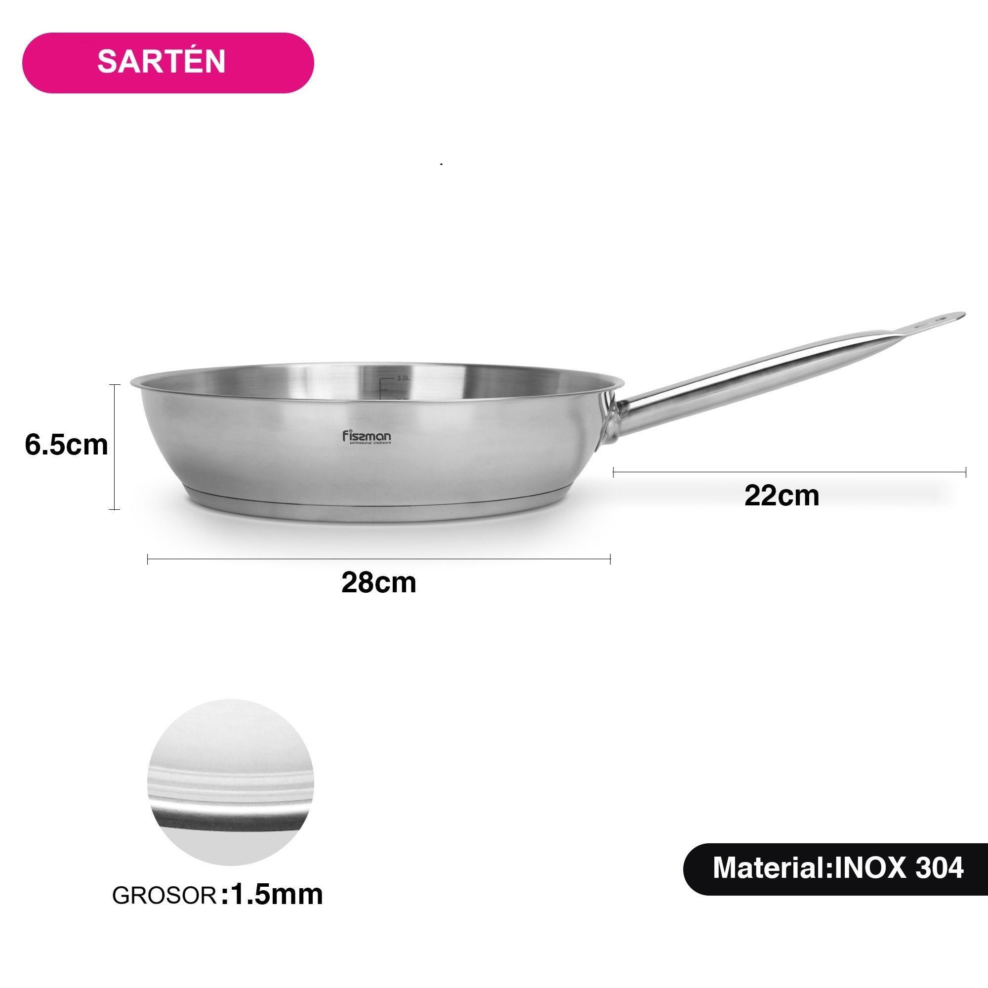 Sartén Professional Acero Inoxidable 28x6 5 cm Fissman-1