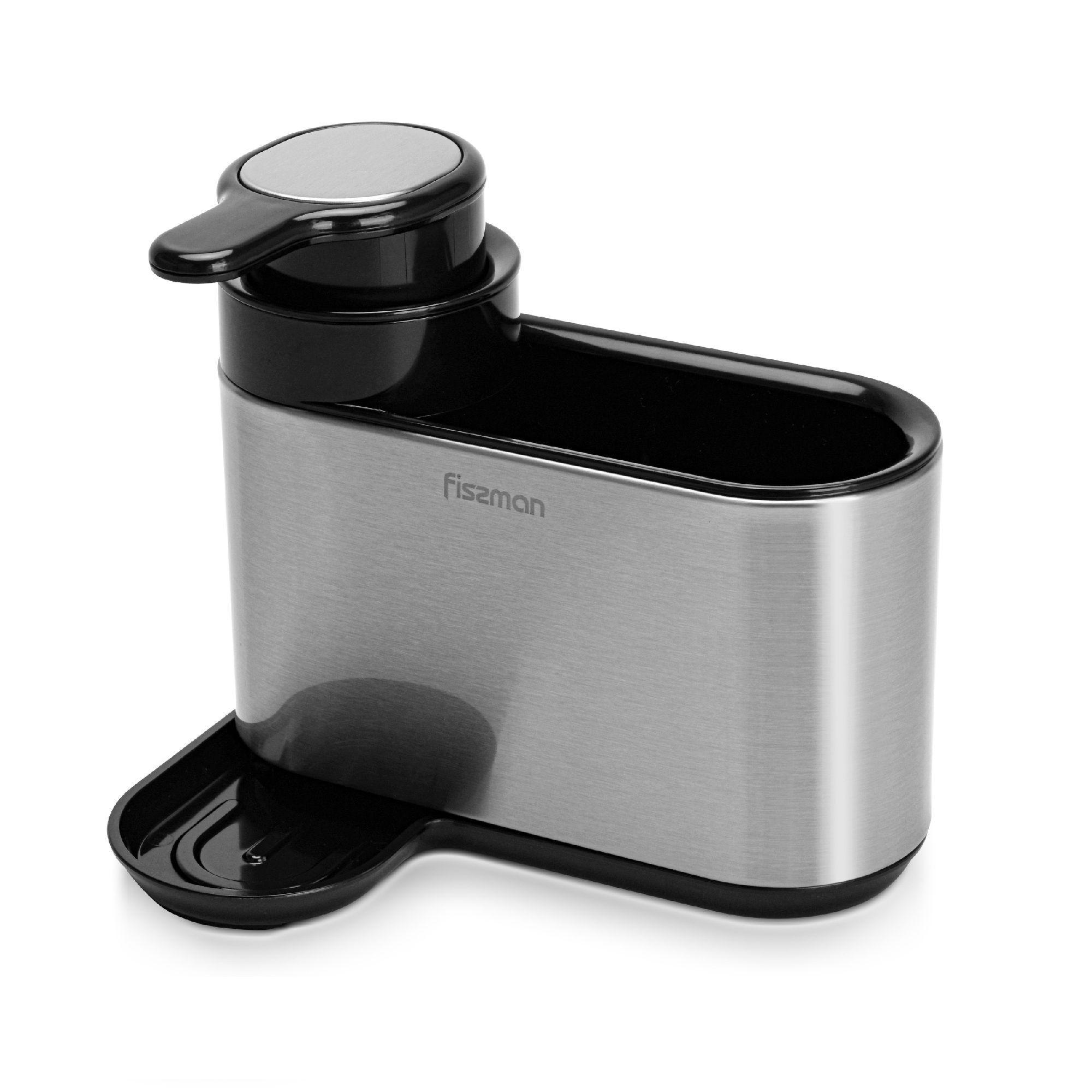 Dispensador de Lavalozas y Portaesponjas Gris con Negro 16x13x18cm Fissman-2