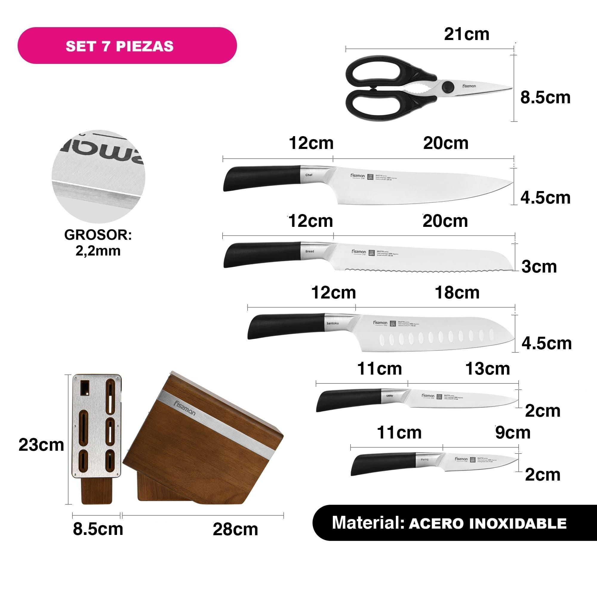 Set de 6 cuchillos Diletto Tijeras y Base Madera Fissman-1