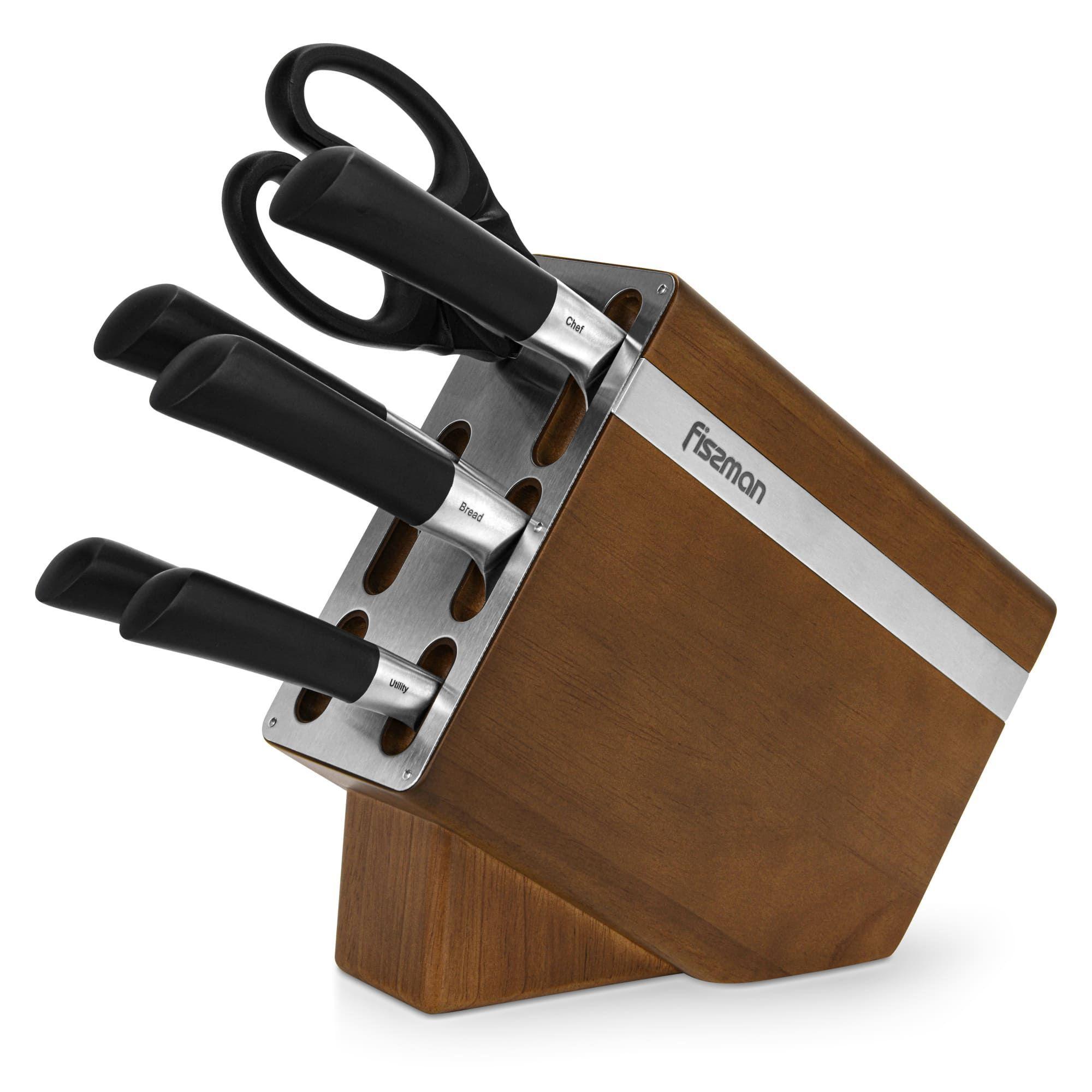 Set de 6 cuchillos Diletto Tijeras y Base Madera Fissman-5
