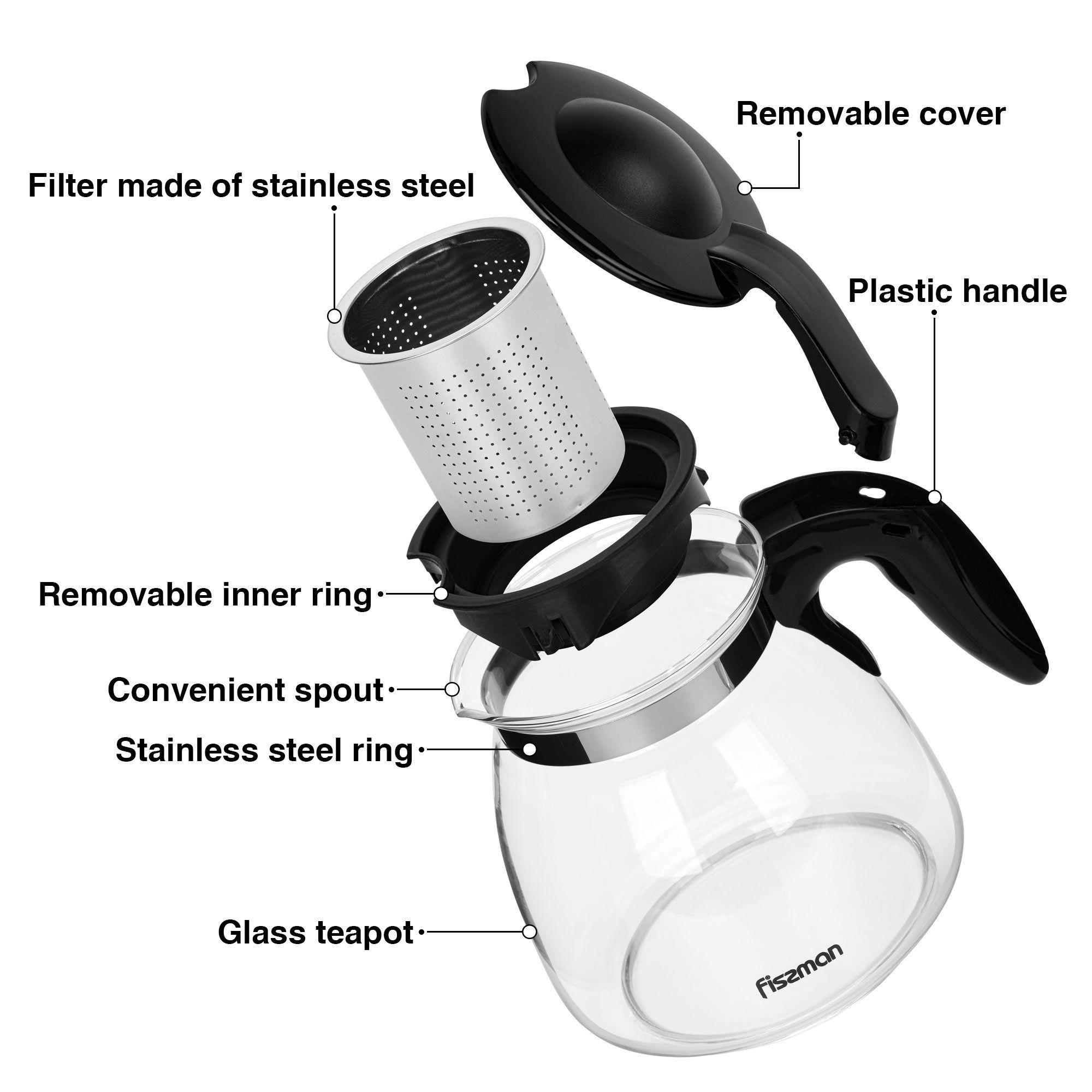 Tetera de Vidrio con Infusor Central 1500 ml Fissman-2