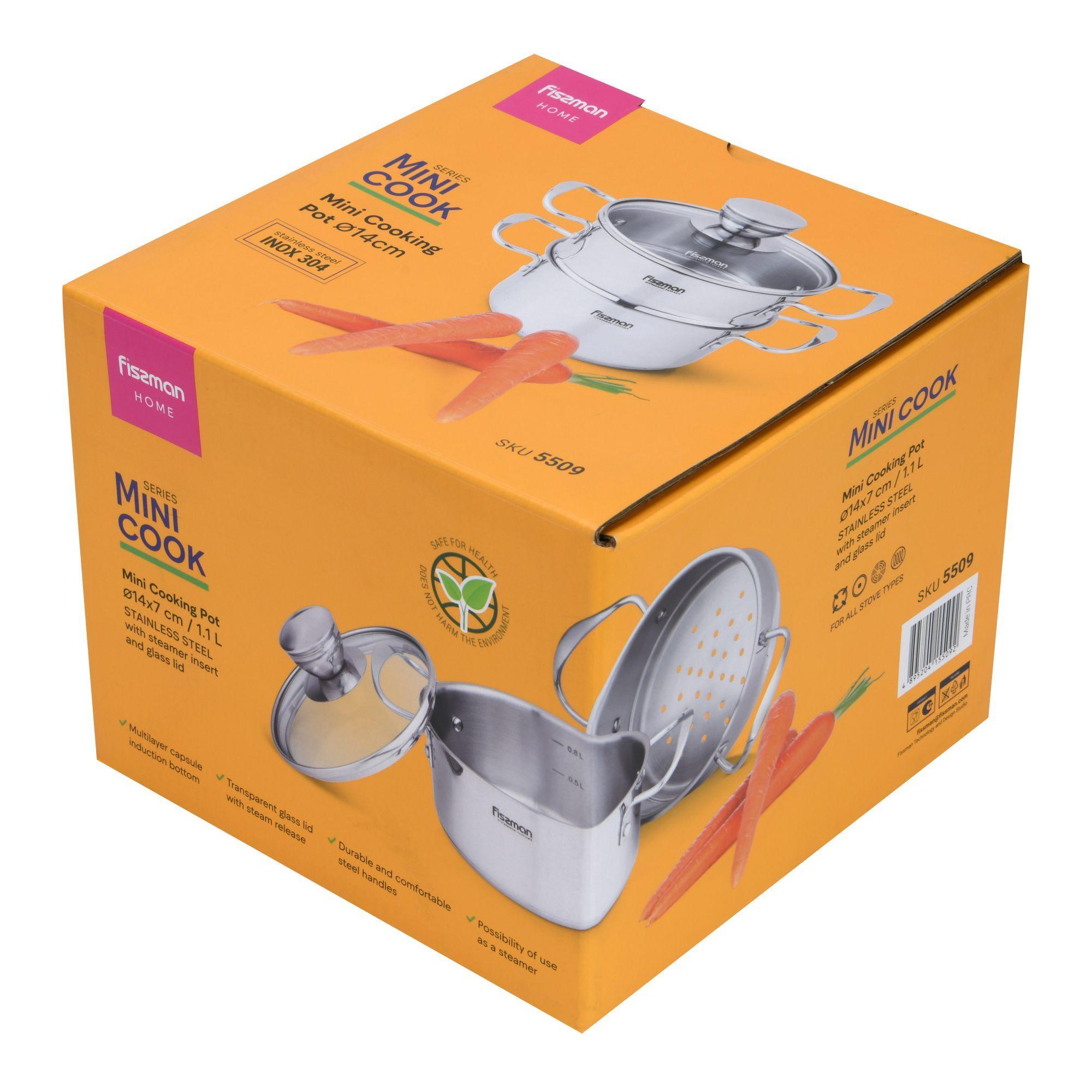 Mini Vaporera Bambino 1 1 litros de Acero Inoxidable fondo de inducción Fissman-7