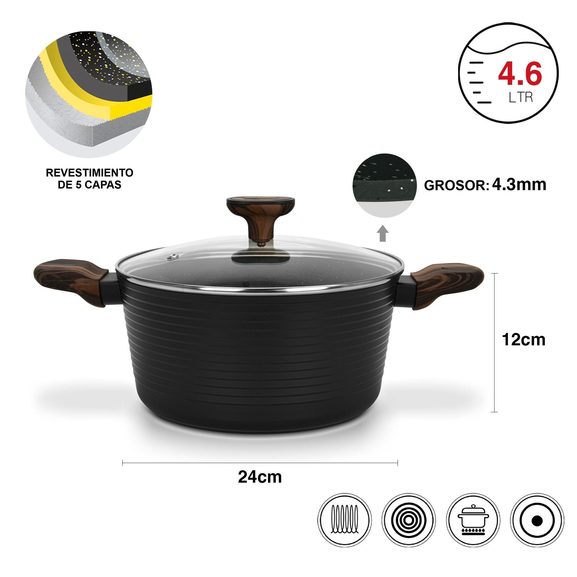 Olla Antiadherente Cuisine Tapa De Cristal 4.6 litros Fissman-3