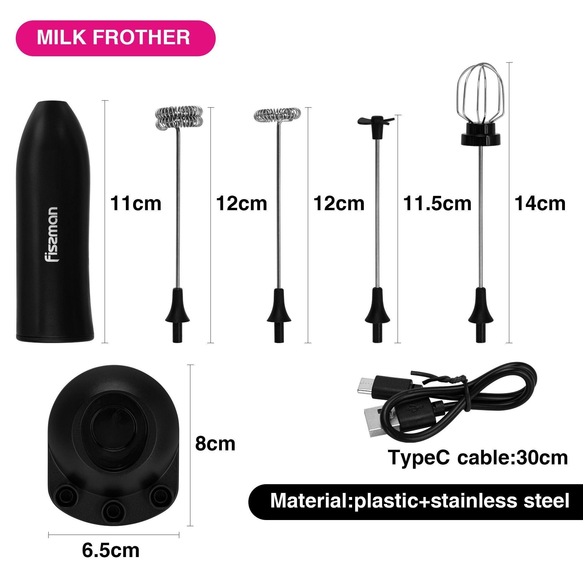 Mini Espumador Batidor Negro Portátil USB Fissman-3