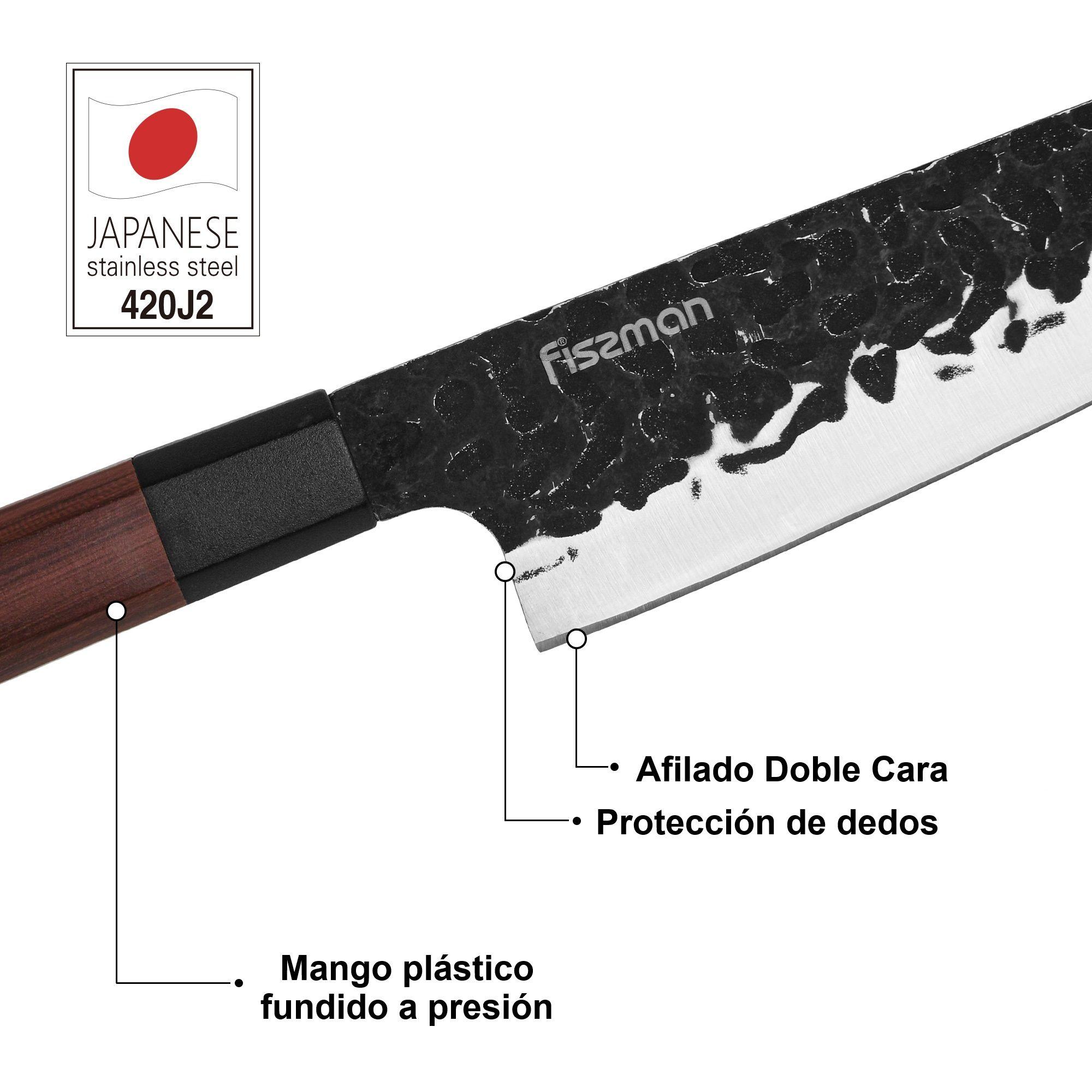 Set 4 cuchillos de cocina Kendo + Afilador y Barra magnética Fissman-2