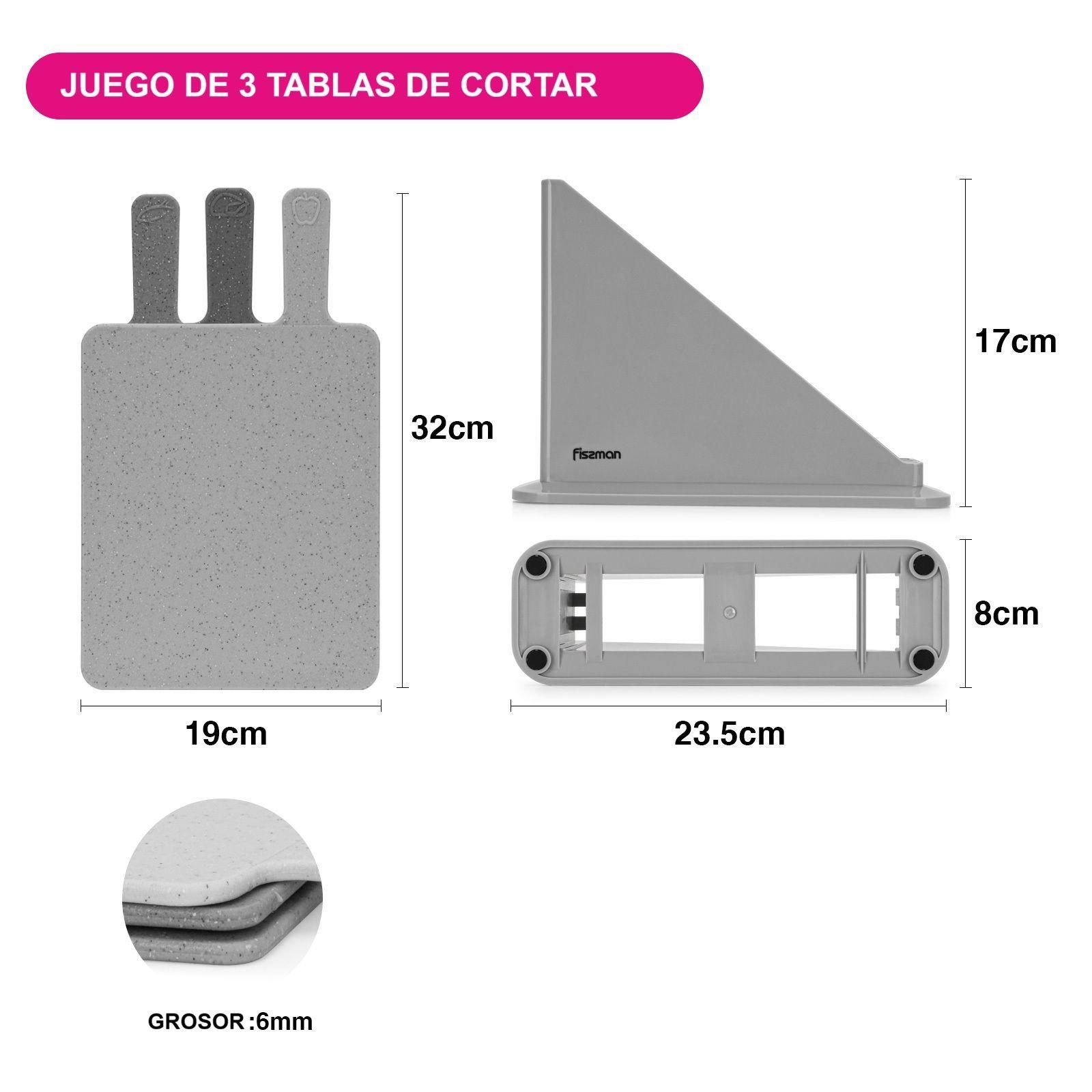 Set Tablas de Cortar 3 piezas Base sujetadora 32x19 cm Fissman-1