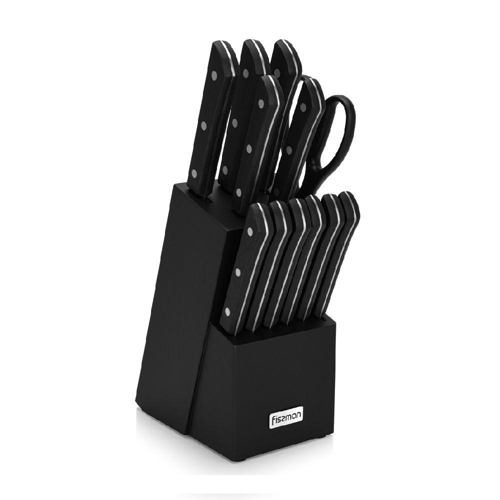 Set 11 Cuchillos Profesionales Yasumoto + Tijeras de Cocina y Base Madera Fissman-4