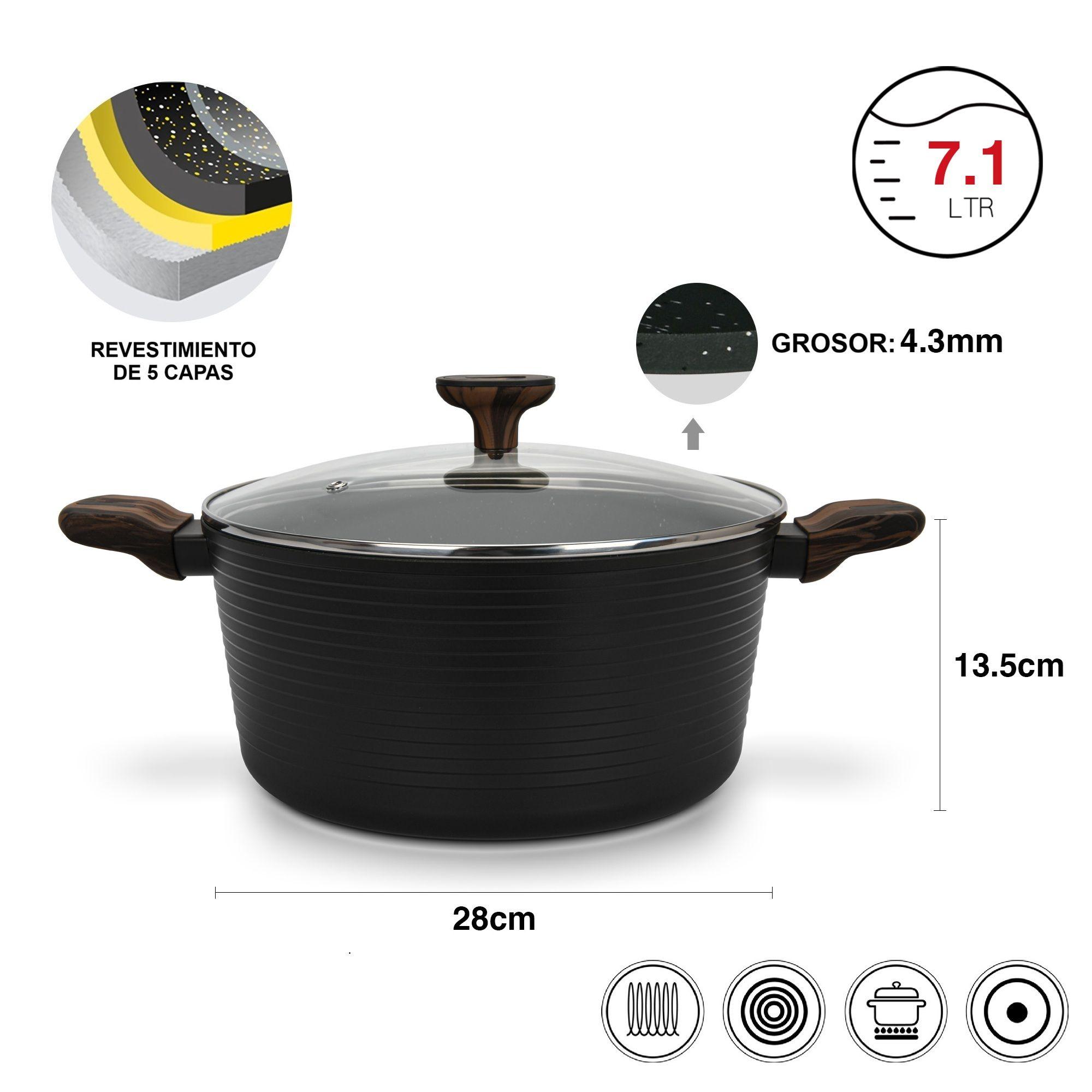 Olla Antiadherente Cuisine Tapa De Cristal 7.1 litros Fissman-3