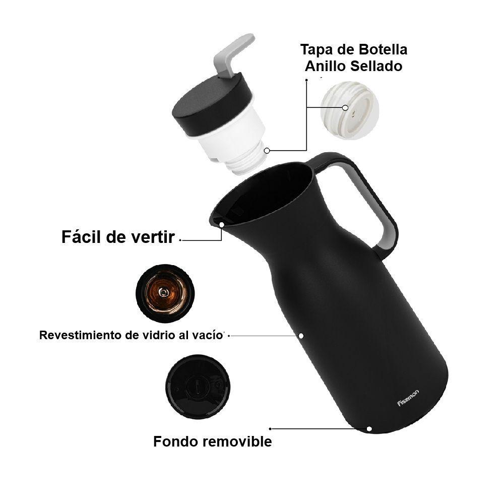 Thermo Jarra 1000 ml Negro Con Revestimiento De Vidrio Fissman-3
