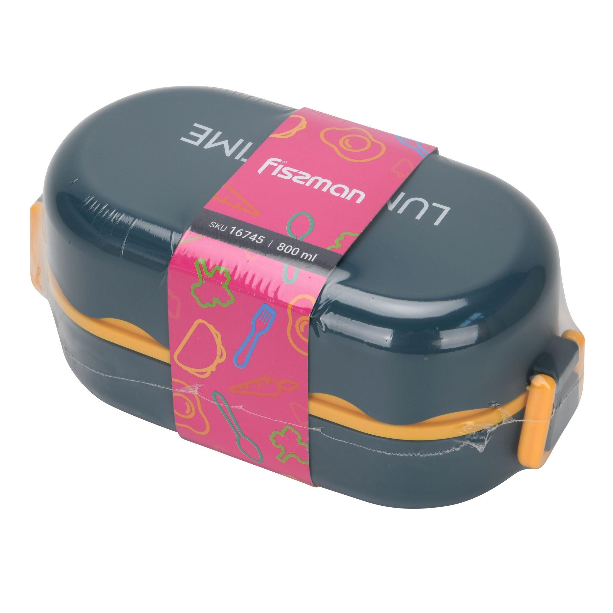 Contenedor Tupper Doble 800ml Azul Fissman-6