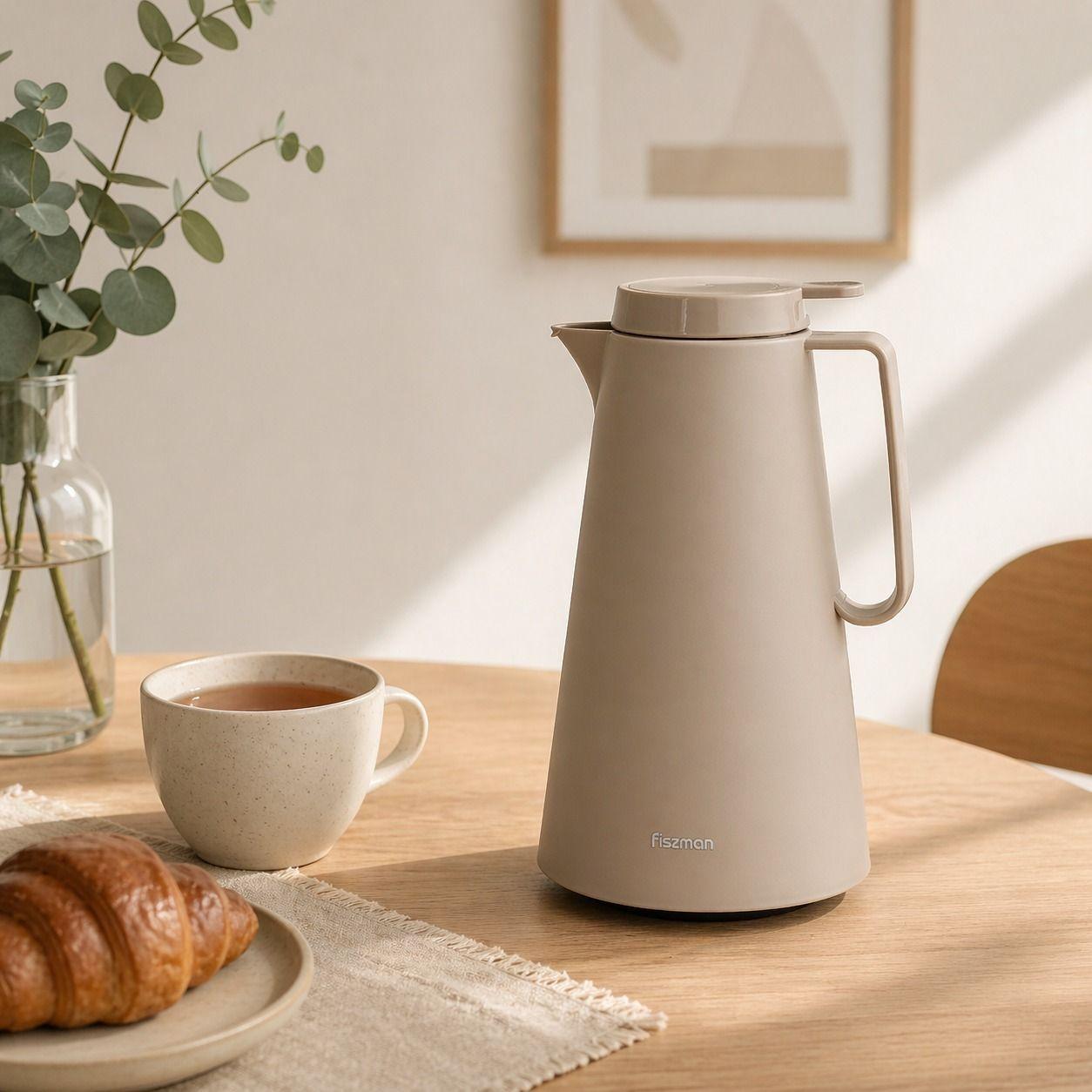 Thermo Jarra 1000 ml Beige Con Revestimiento De Vidrio Fissman-0