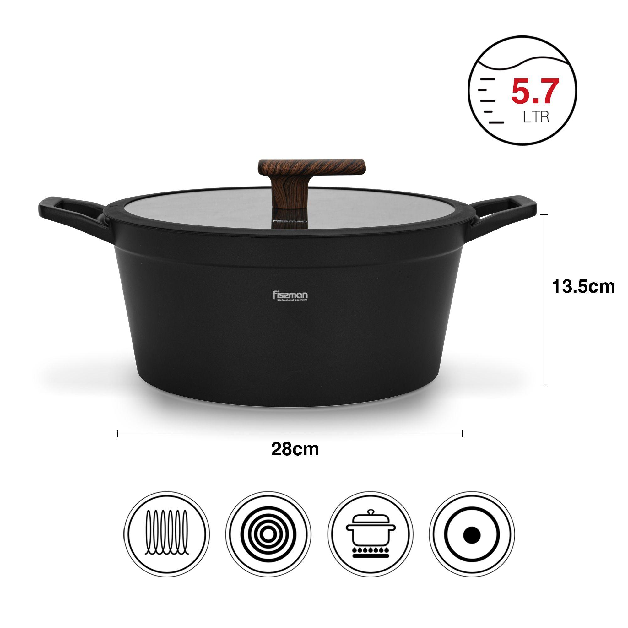 Olla Antiadhrente Filomena con Tapa De Cristal 5.7 Litros Fissman-1