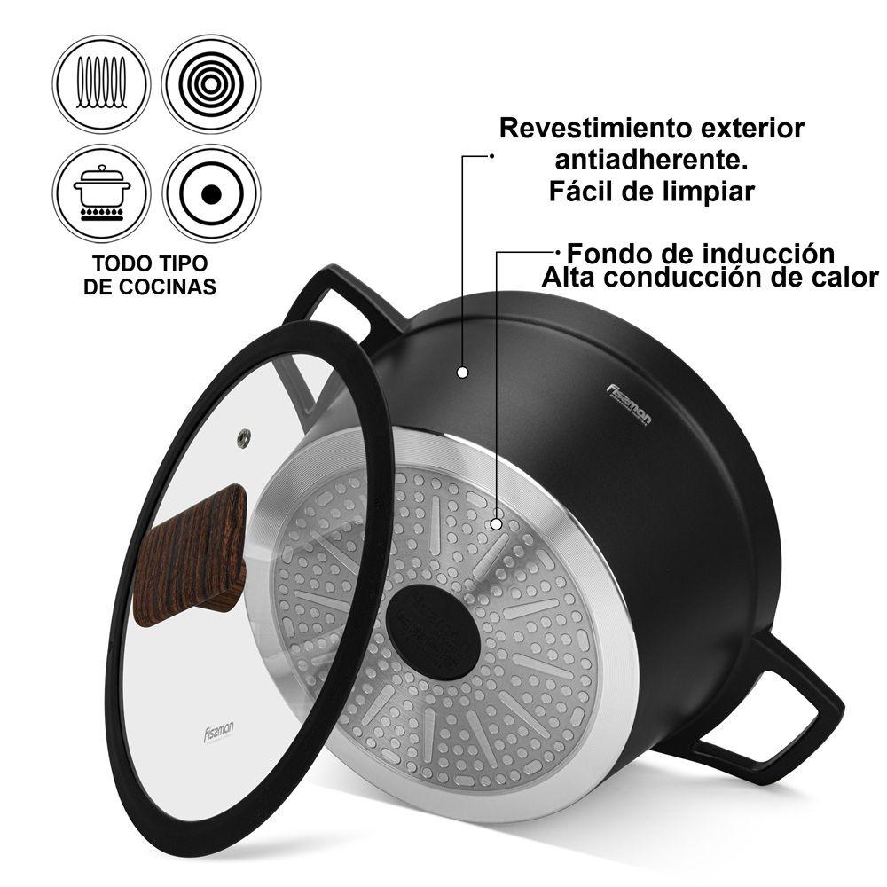 Olla Antiadhrente Filomena con Tapa De Cristal 5.7 Litros Fissman-4