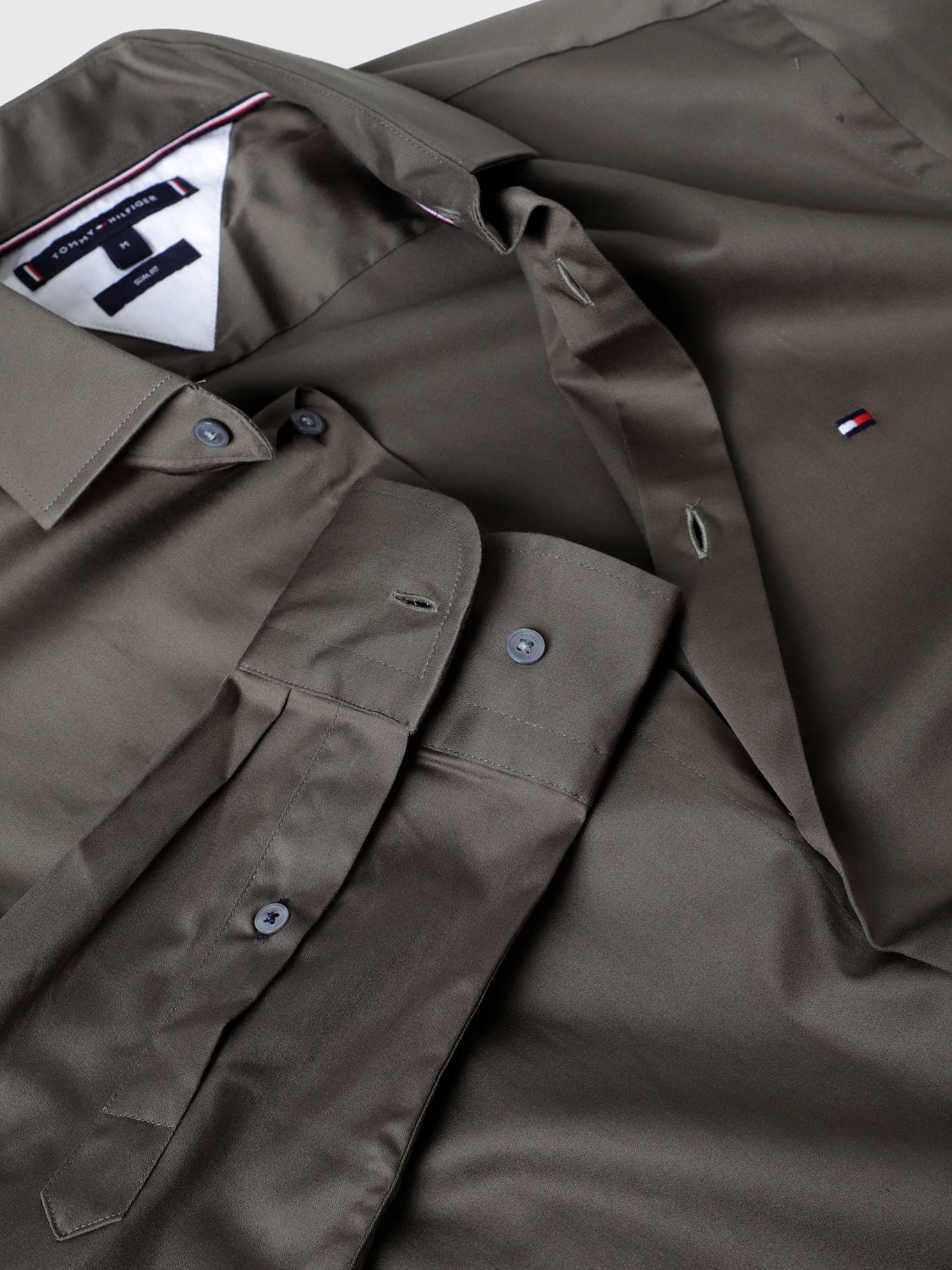 Camisa Solid Cotton Con Logo Verde Tommy Hilfiger-3