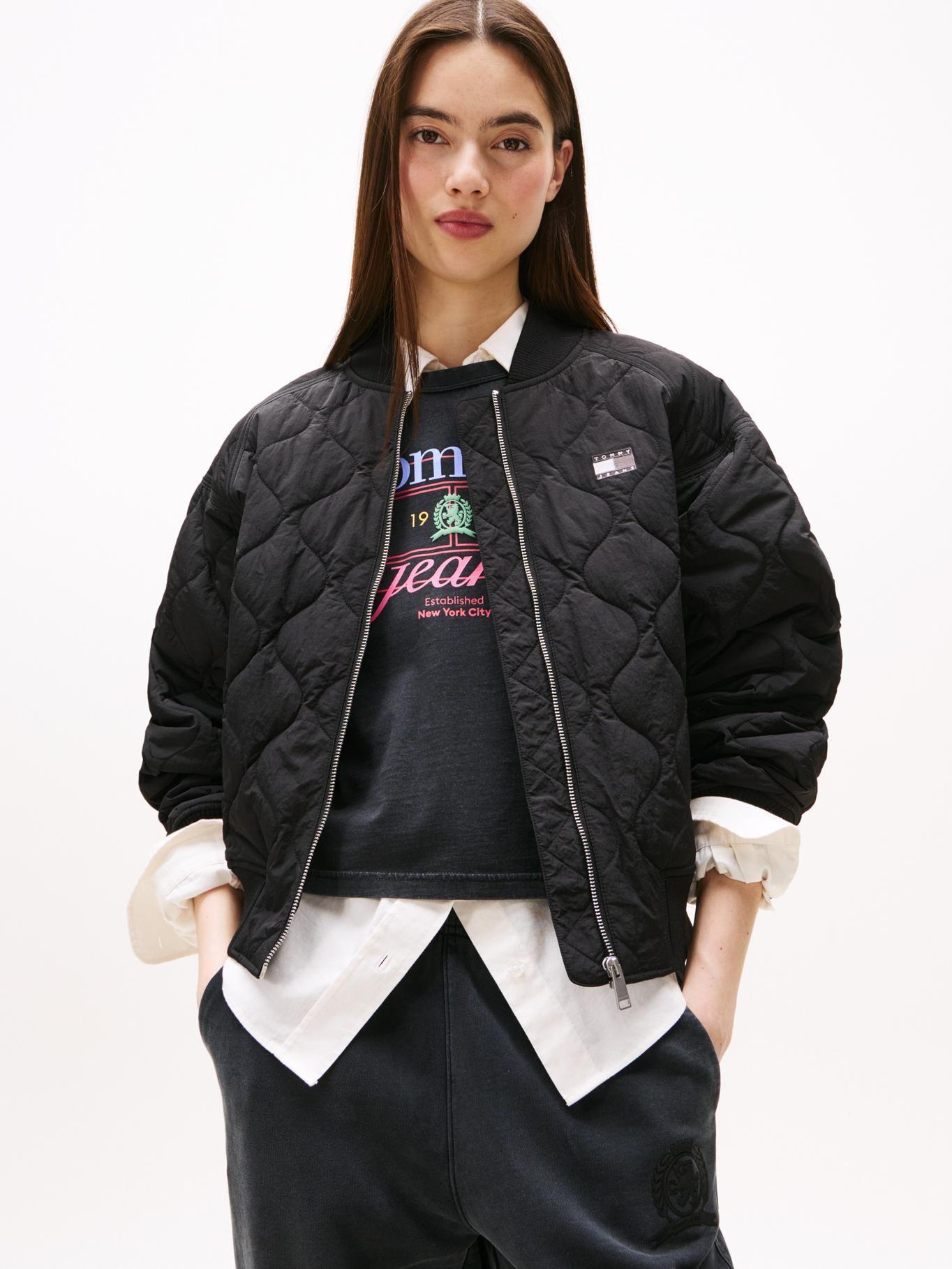 Chaqueta Bomber Acolchada Con Logo Negro Tommy Jeans-0