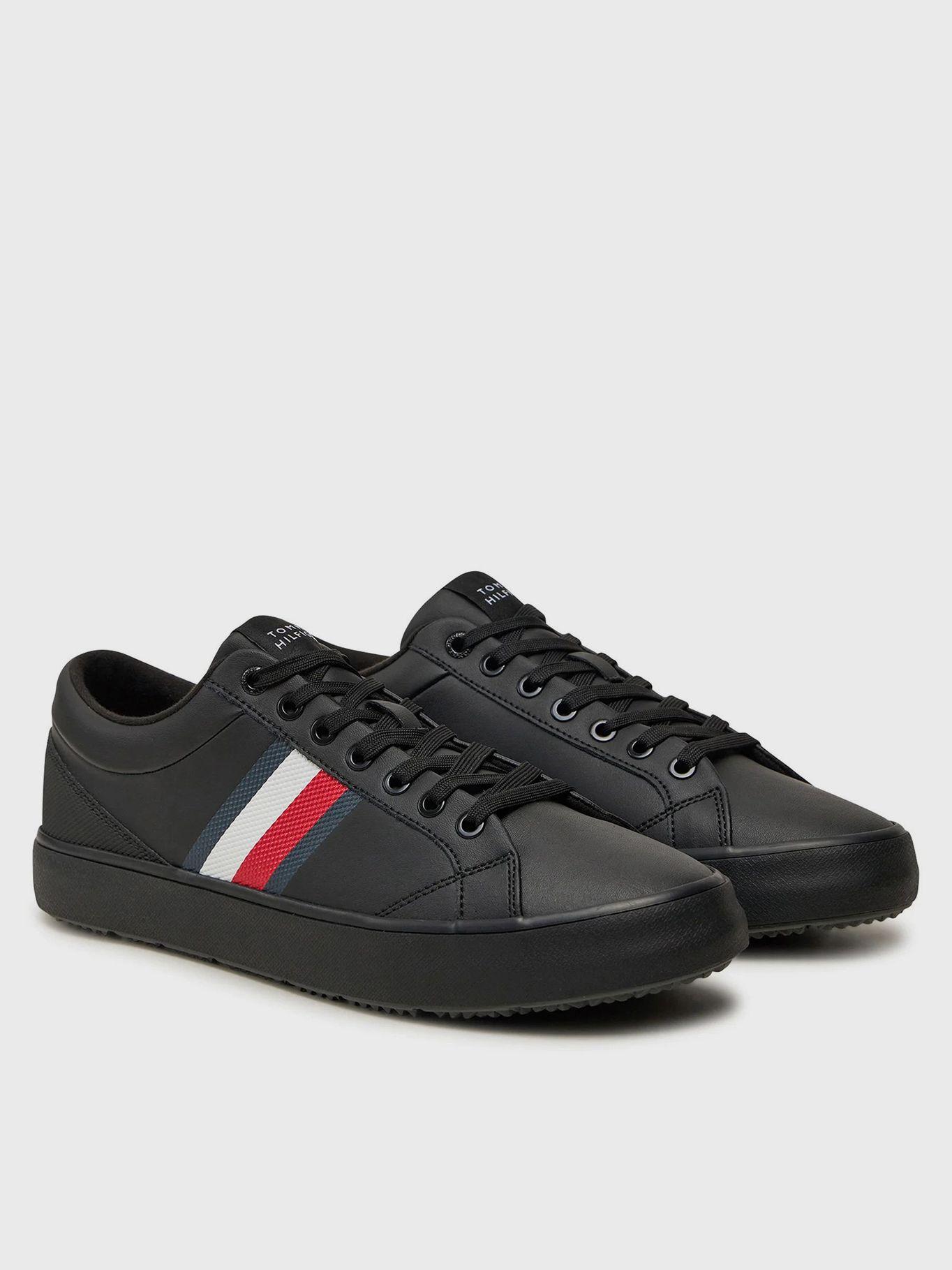 Zapatillas Core Stripe De Cuero Negro Tommy Hilfiger-0