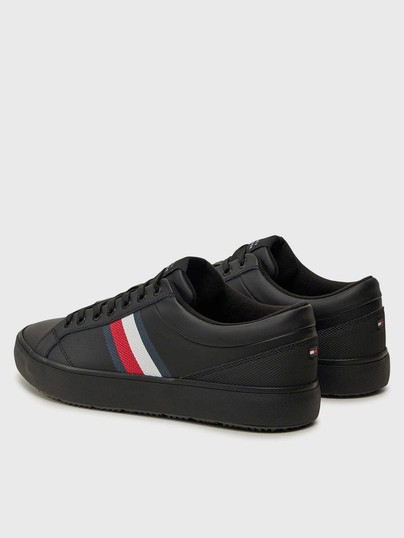 Zapatillas Core Stripe De Cuero Negro Tommy Hilfiger-1