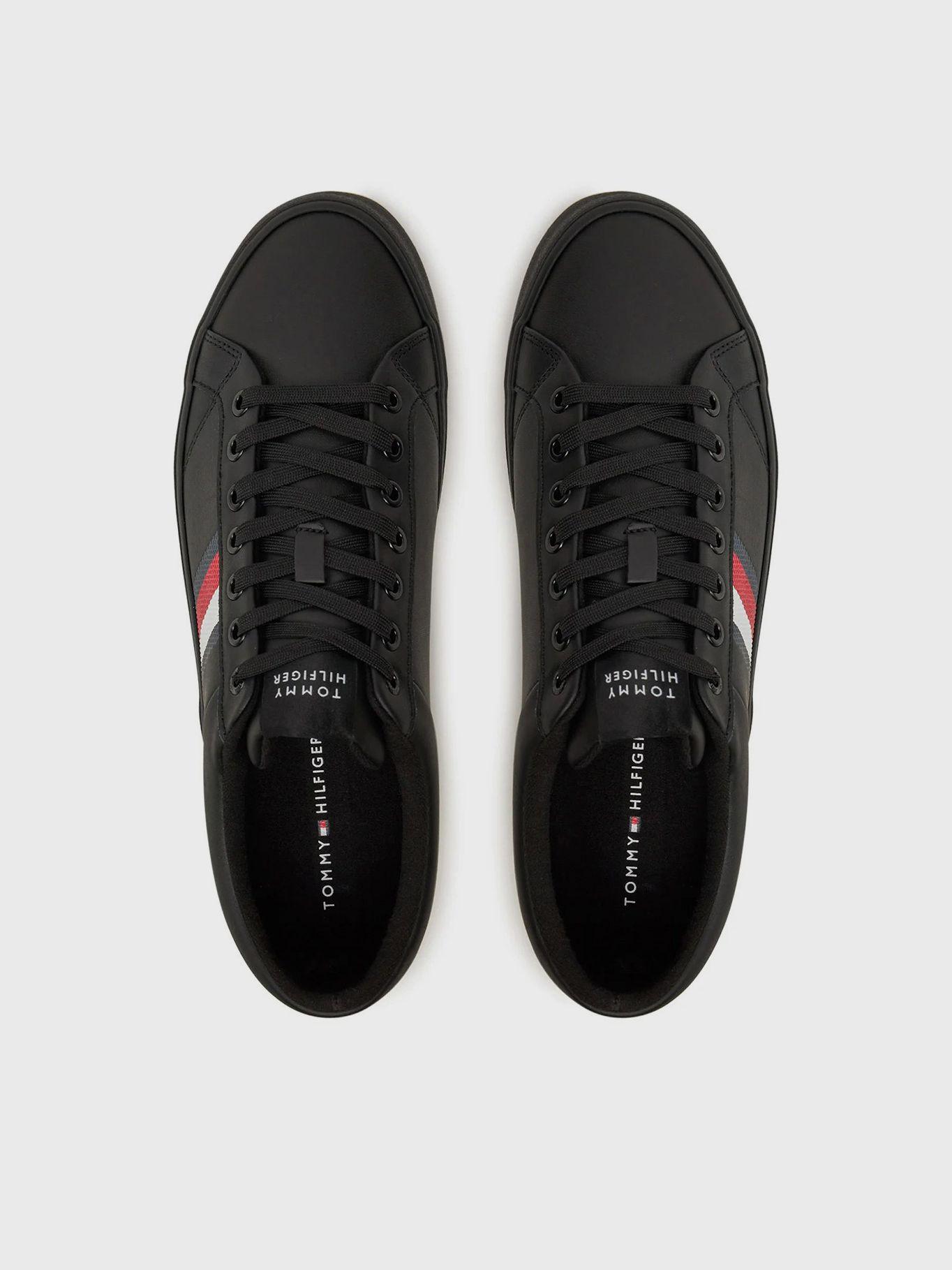 Zapatillas Core Stripe De Cuero Negro Tommy Hilfiger-2