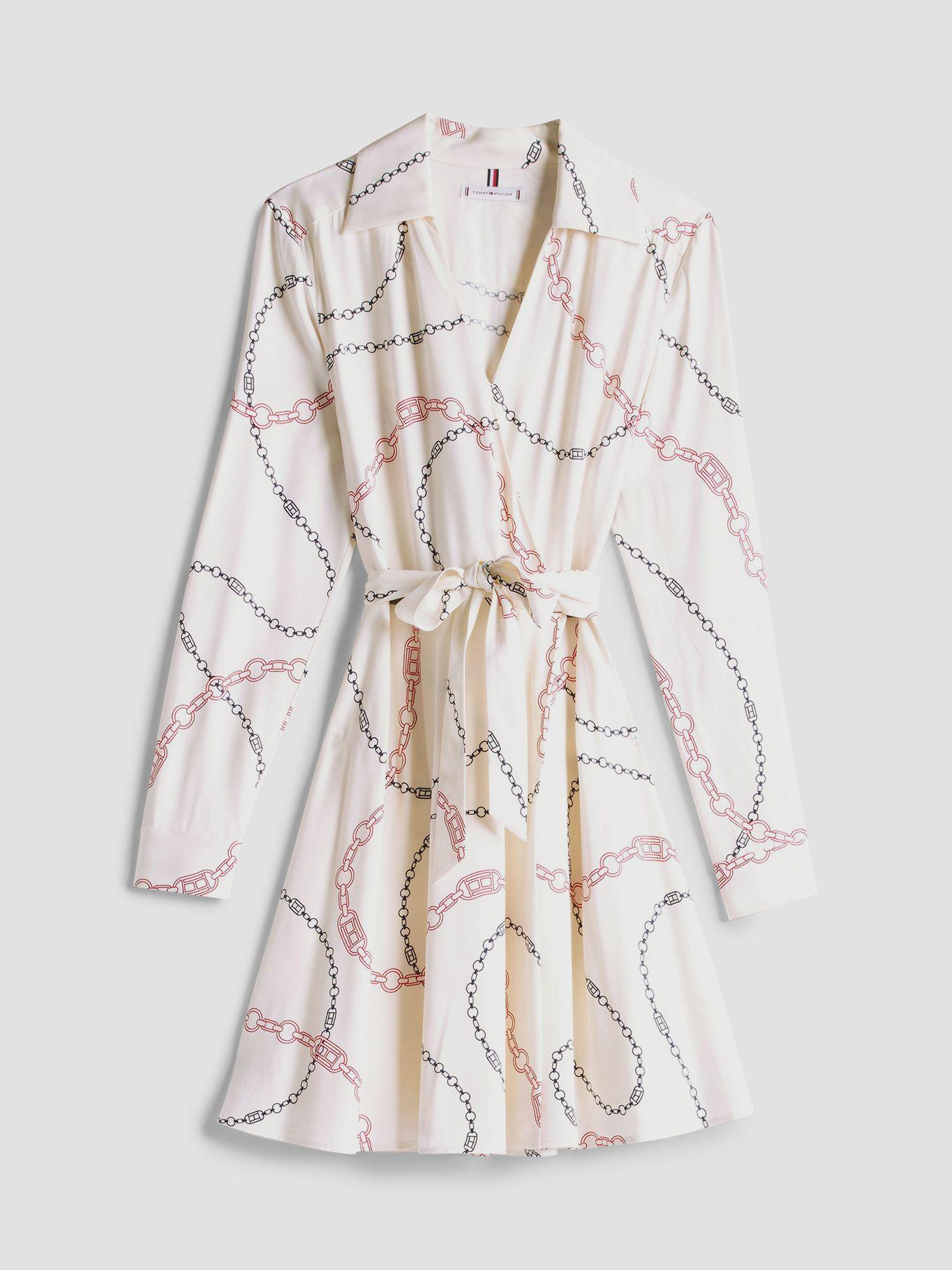 Vestido Cruzado Con Estampado Beige Tommy Hilfiger-4