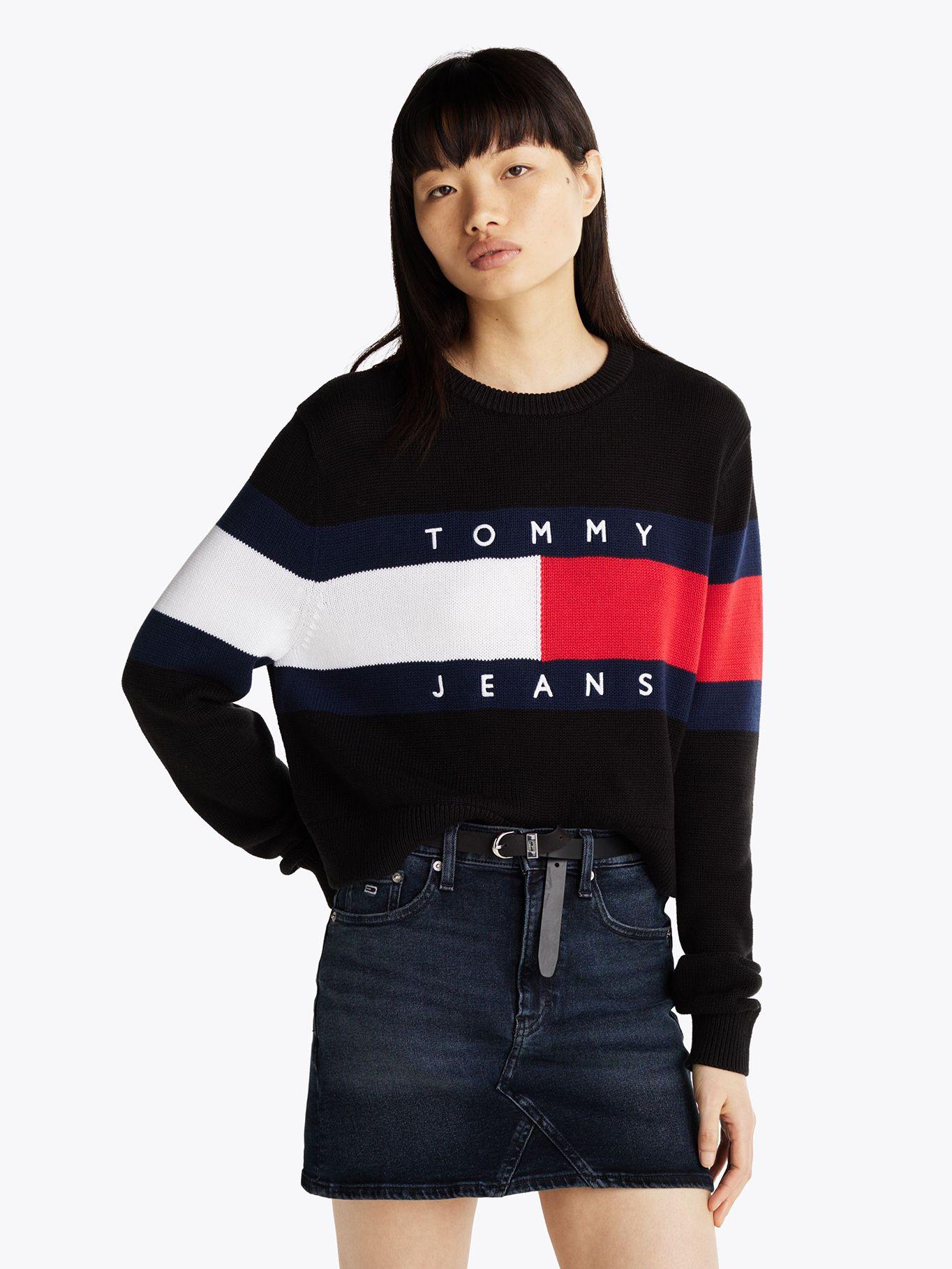 Sweater Color Block Relaxed Con Logo Negro Tommy Jeans-0