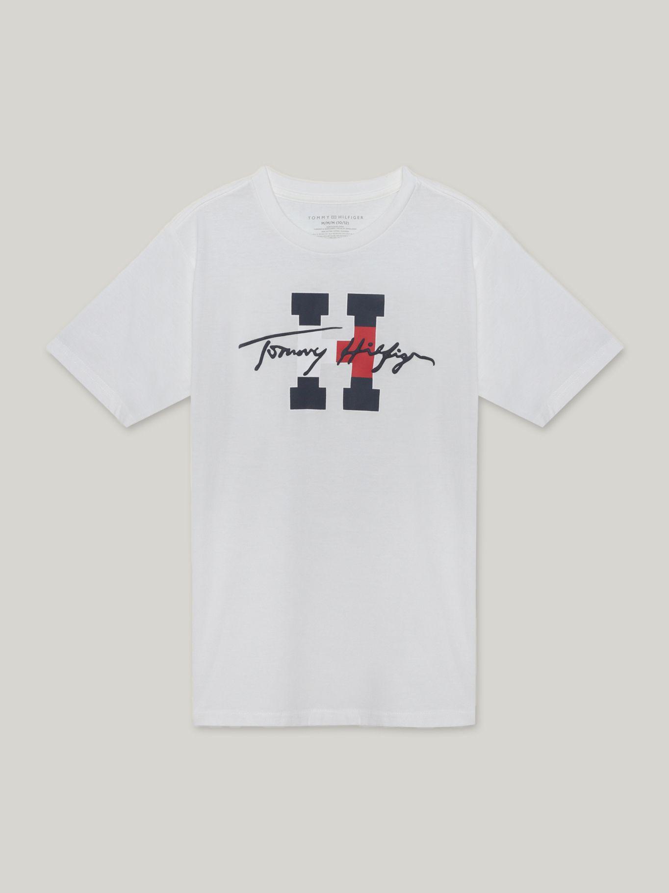 Polera De Niño Script Con Logo Blanco Tommy Hilfiger-0