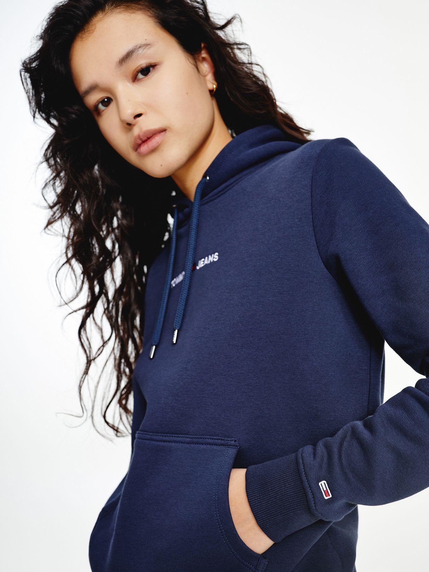 Polerón Hoodie Linear Logo Azul Tommy Jeans JN2-2