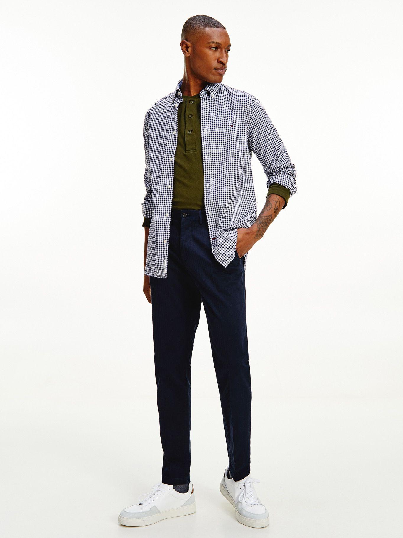 Camisa Soft Gingham Slim Fit Azul Tommy Hilfiger-0