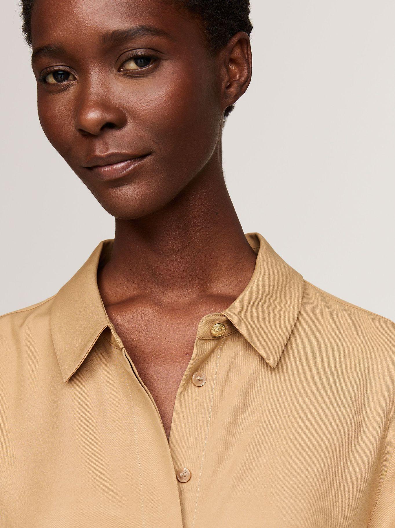 Camisa Amplia Con Logo Metálico Beige Tommy Hilfiger-3