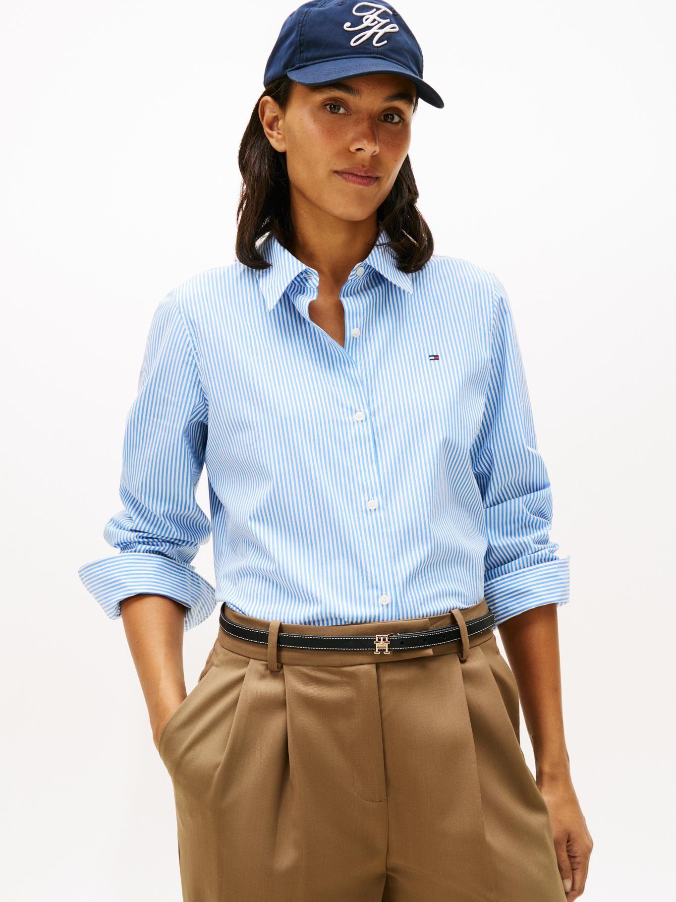 Camisa A Rayas Regular Fit Tommy Hilfiger Celeste-0