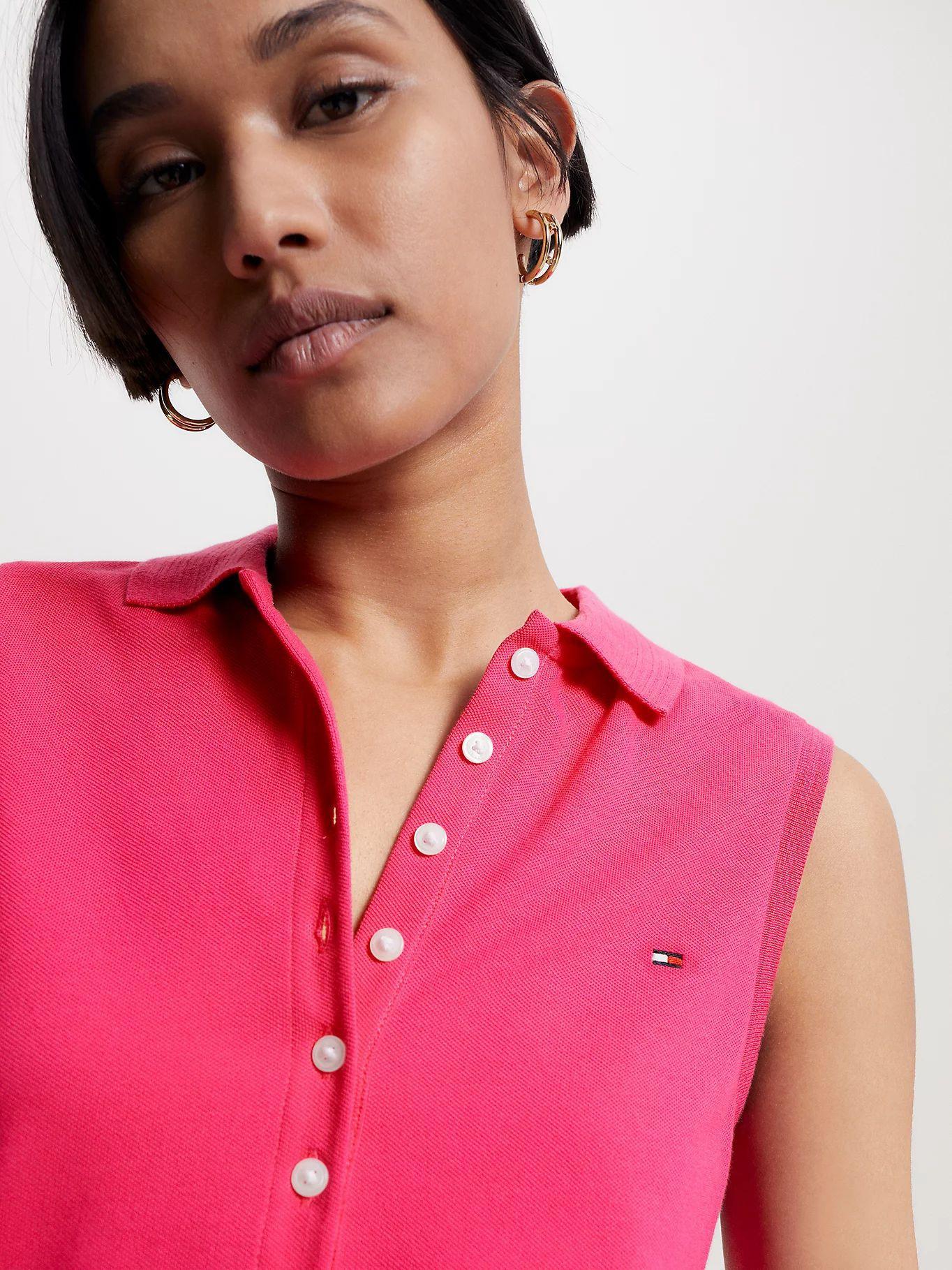 Polo Slim Fit Sin Mangas Rosado Tommy Hilfiger-3