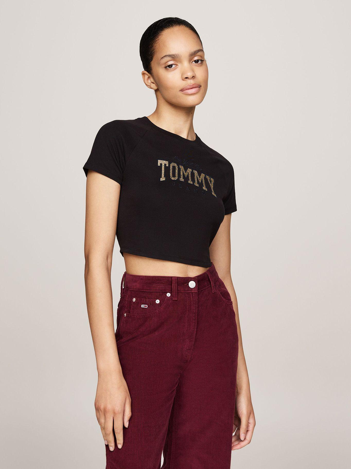 Polera Cropped Slim Fit Con Logo Negro Tommy Hilfiger-0