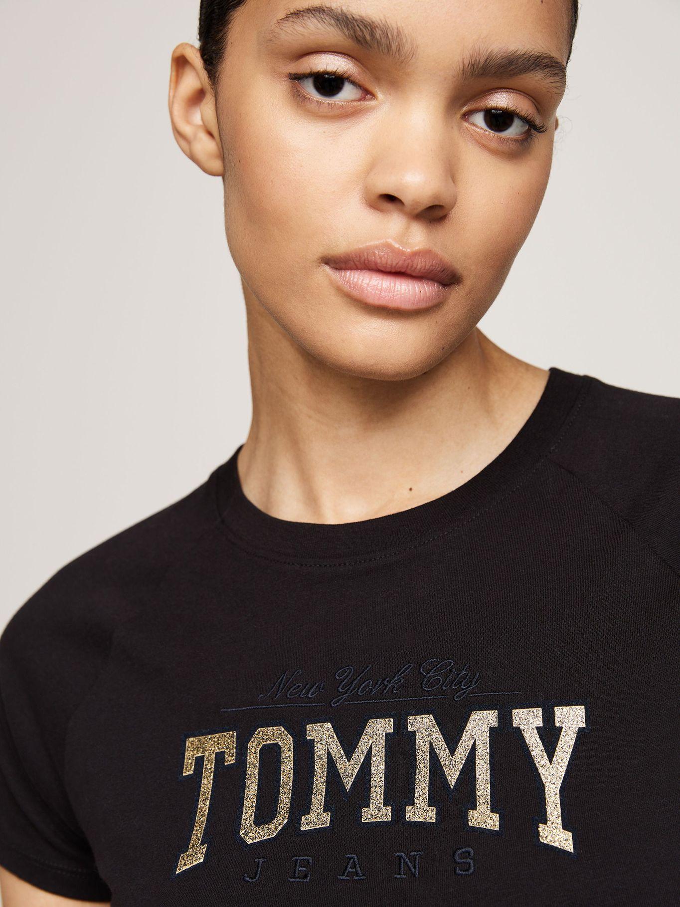 Polera Cropped Slim Fit Con Logo Negro Tommy Hilfiger-3