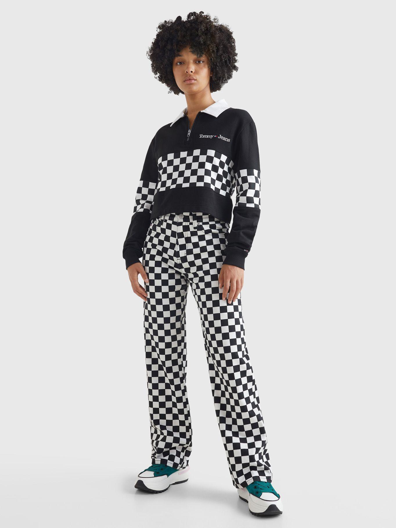 Polo Crop Checker Con Cierre Negro Tommy Hilfiger-1