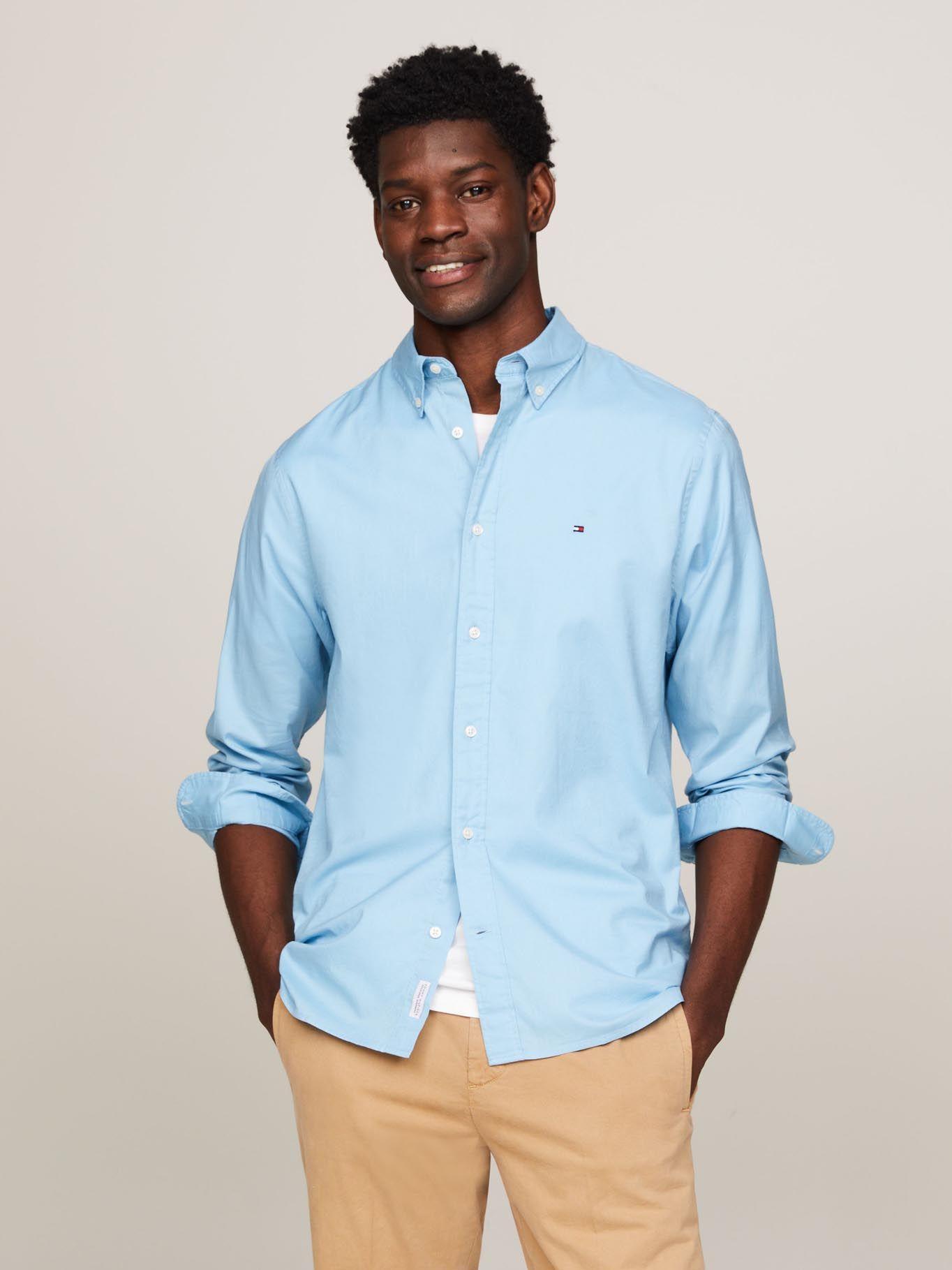 Camisa Flex Solid De Corte Regular Celeste Tommy Hilfiger-0