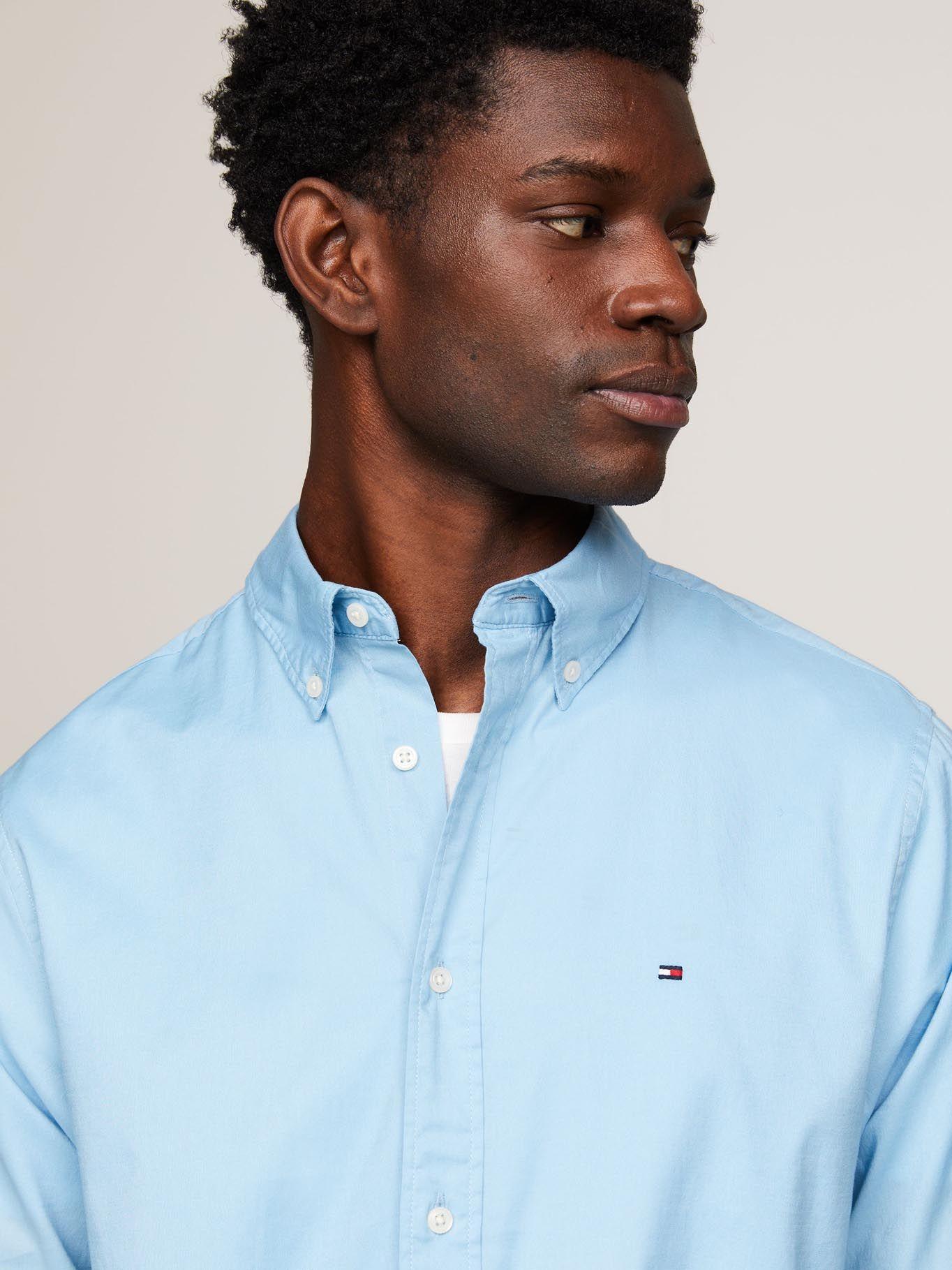 Camisa Flex Solid De Corte Regular Celeste Tommy Hilfiger-3