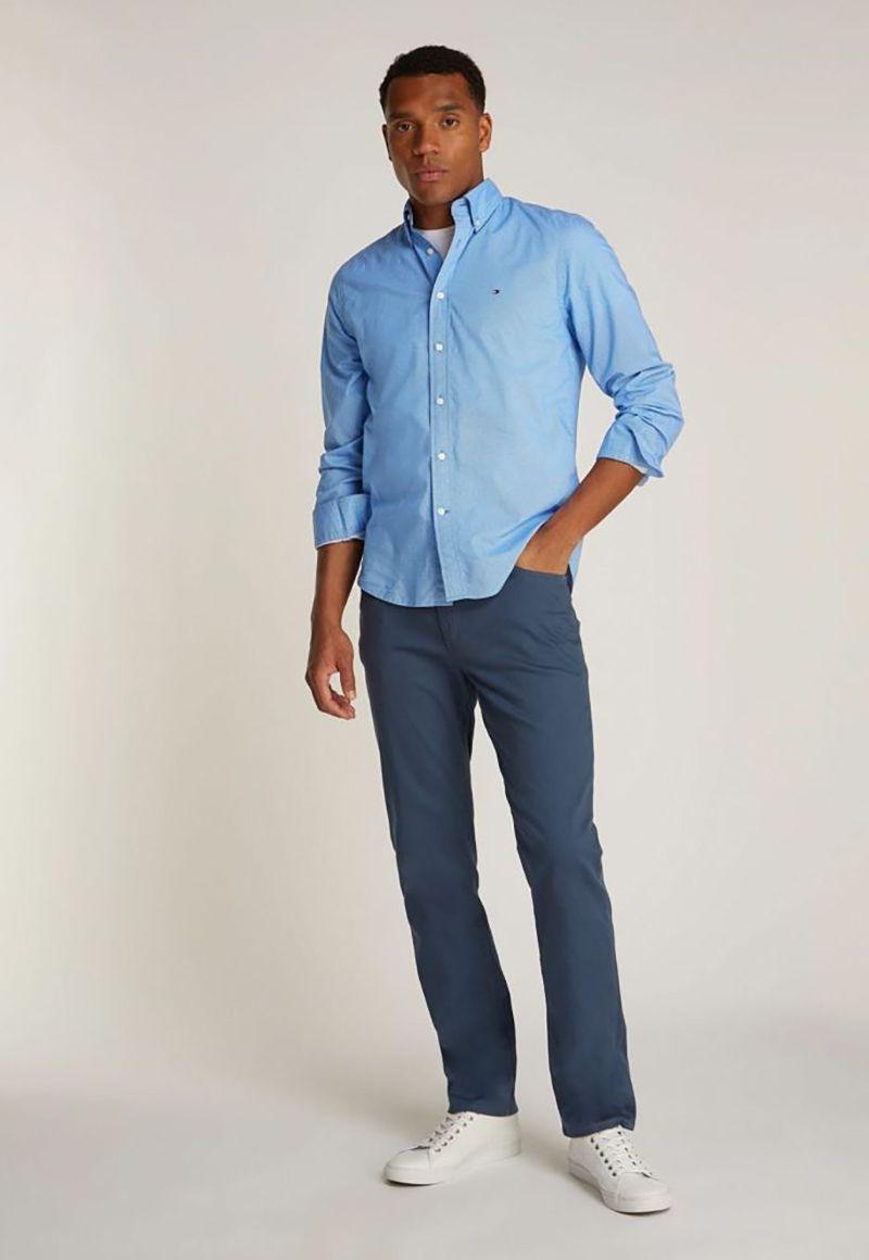 Camisa Solid Poplin Regular 0GY Celeste Tommy Hilfiger-1