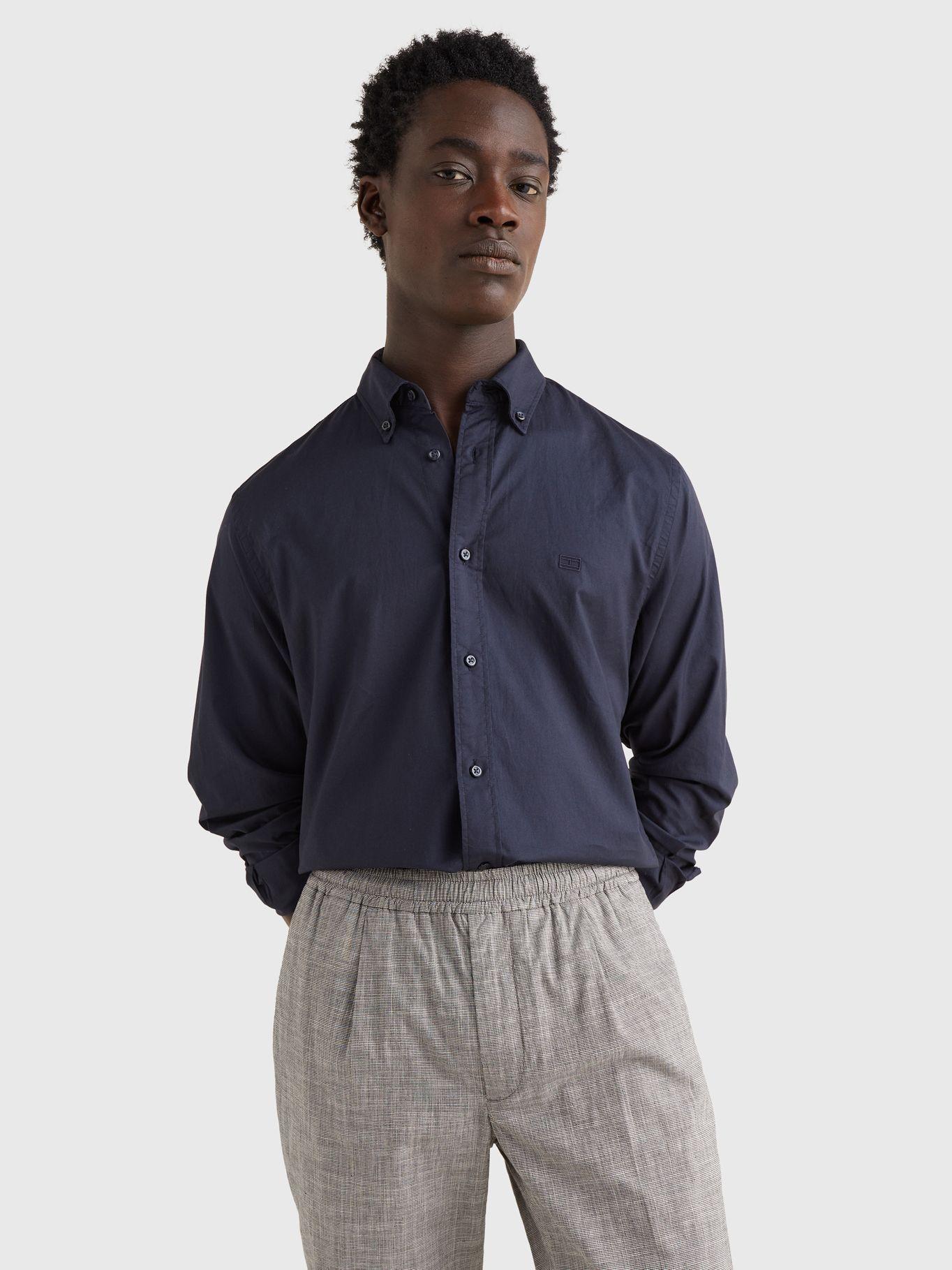 Camisa Lisa De Popelín Regular Fit Azul Tommy Hilfiger-0