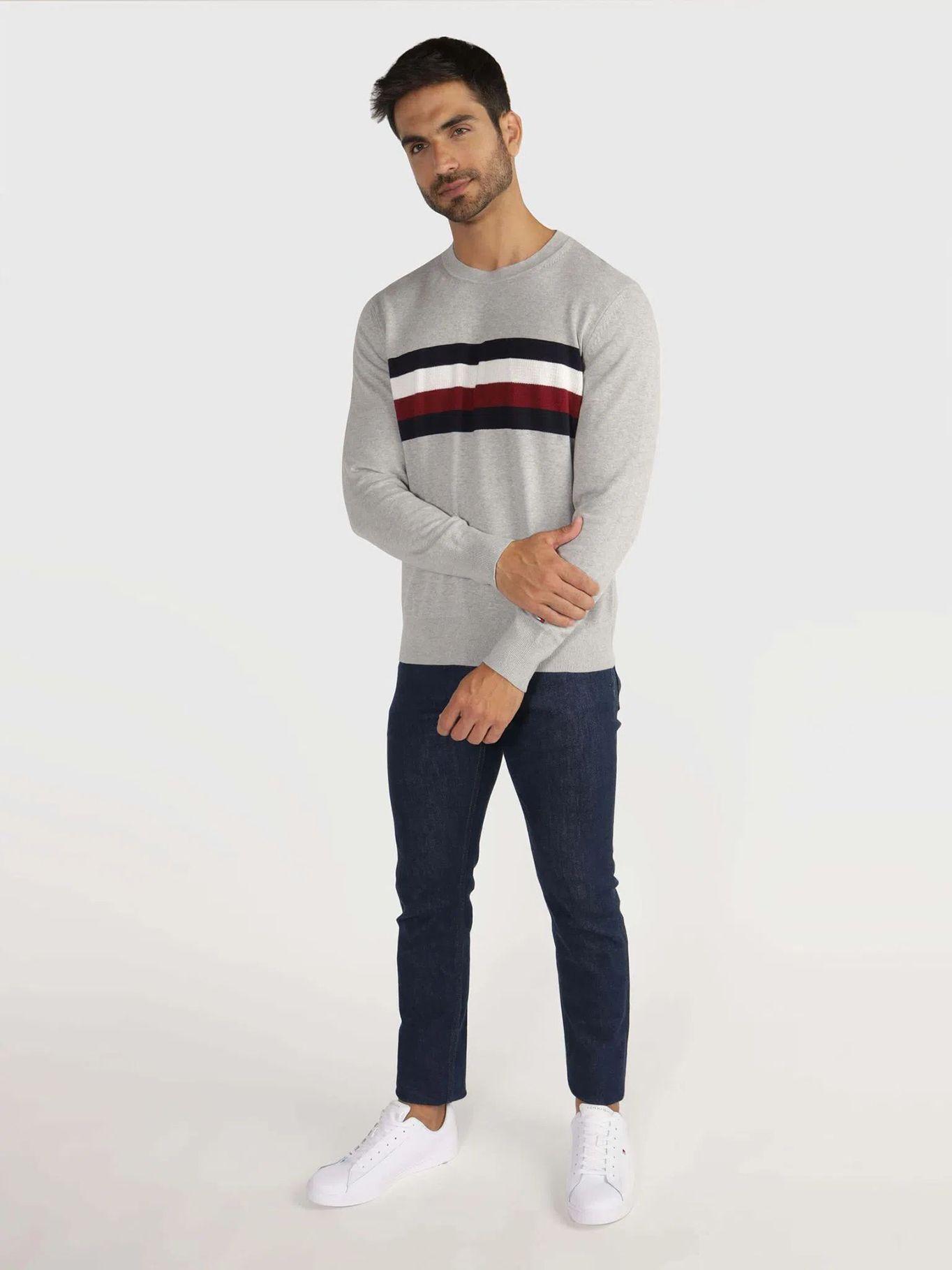 Sweater Structure Stripe Gris Tommy Hilfiger-1