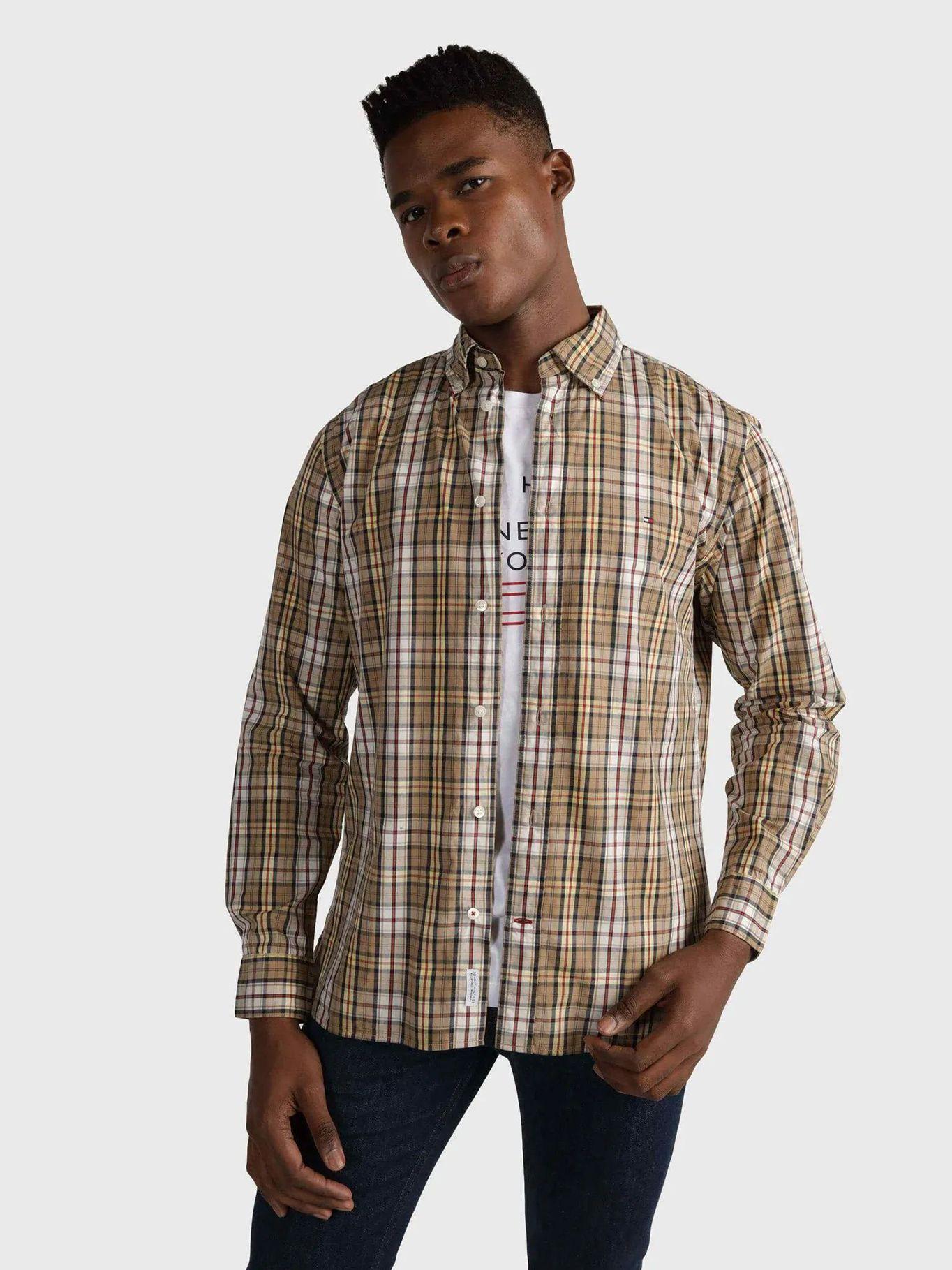 Camisa De Cuadros De Algodón Beige Tommy Hilfiger-0